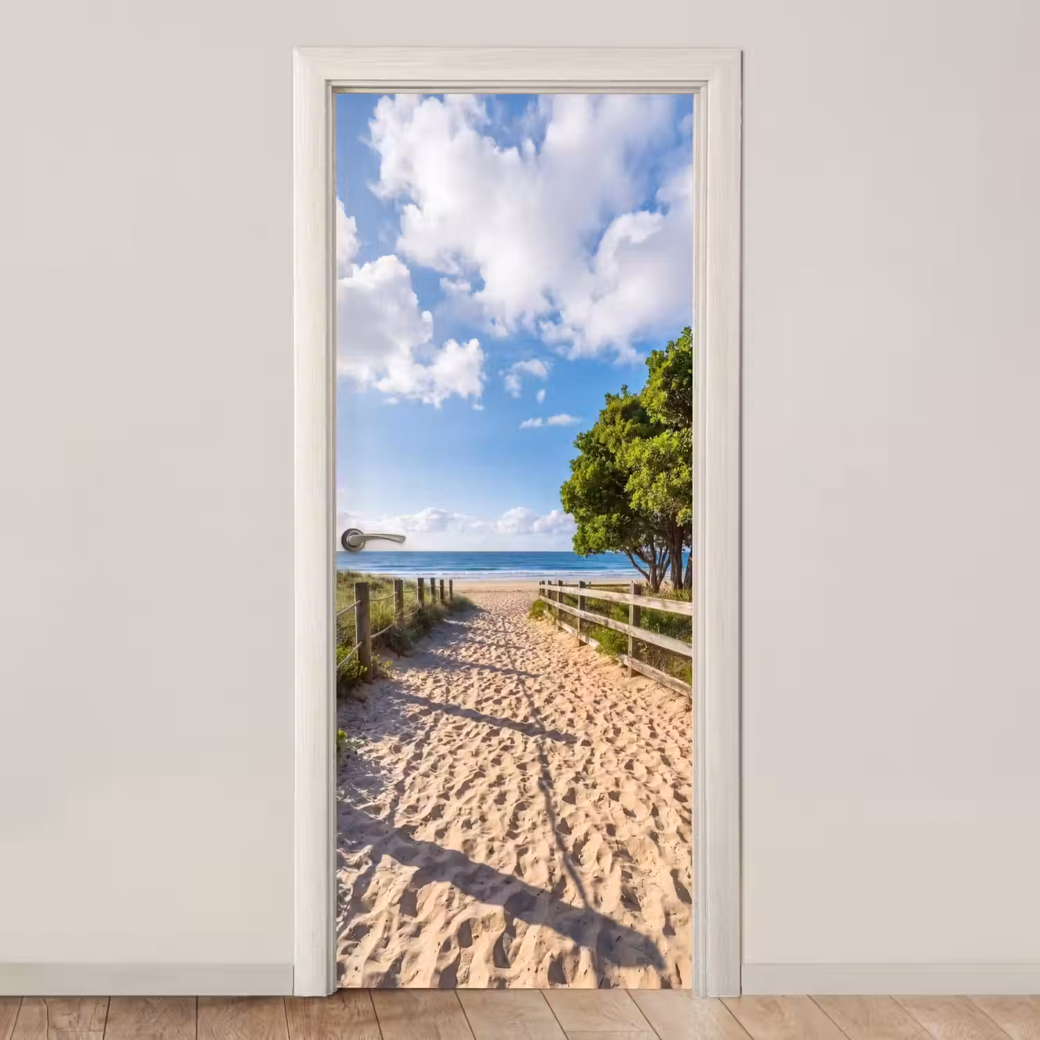 Strand - Zandpad - Oceaan - Natuur deurposter klein -3d_beige