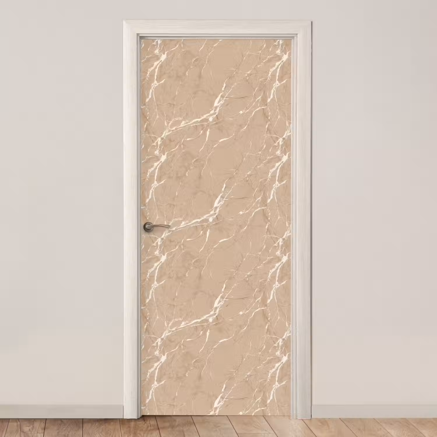 Beige - Marmer - Organisch - Wit deurposter klein 289 -3d_beige
