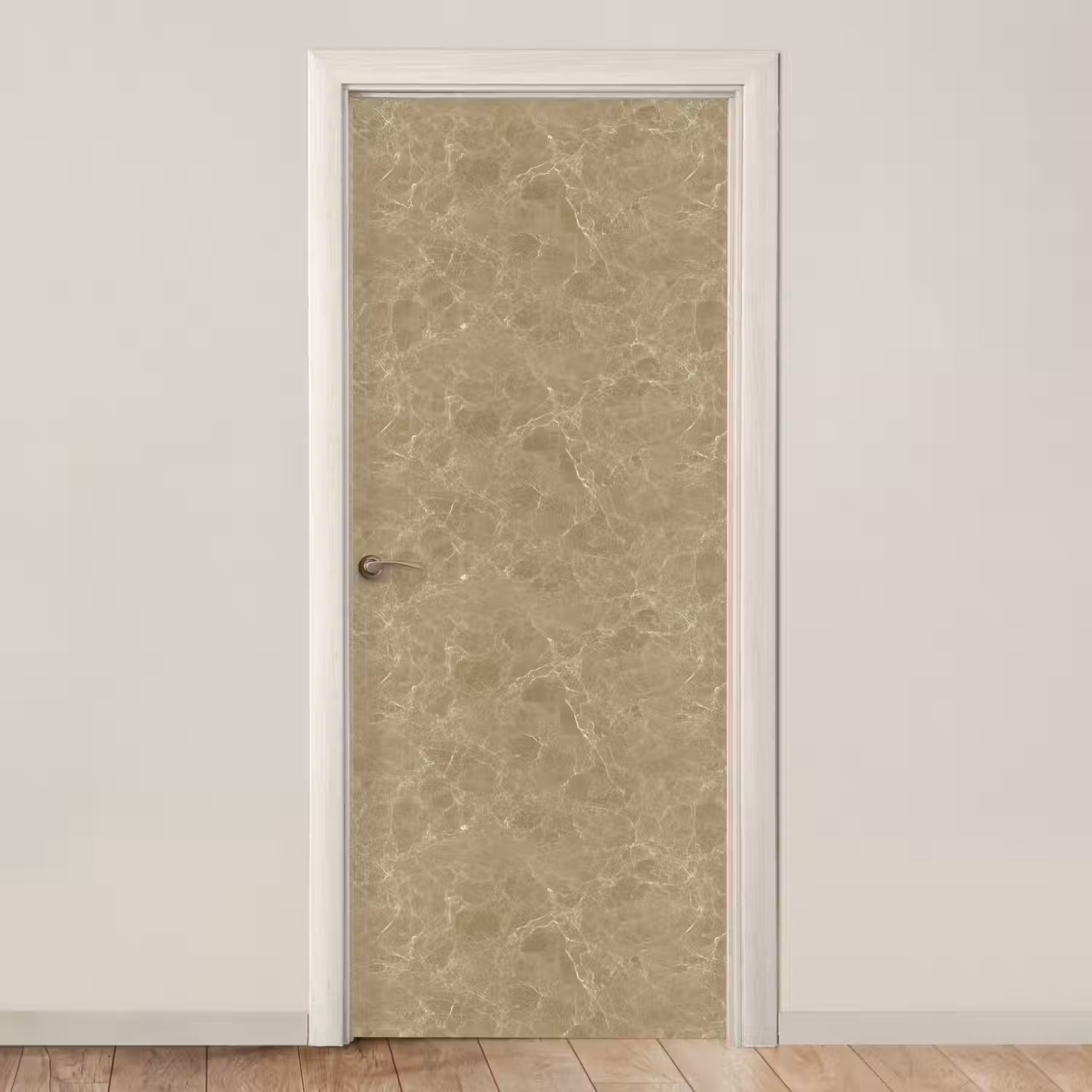 Beige - Marmer - Witte aders deurposter klein 289 -3d_beige