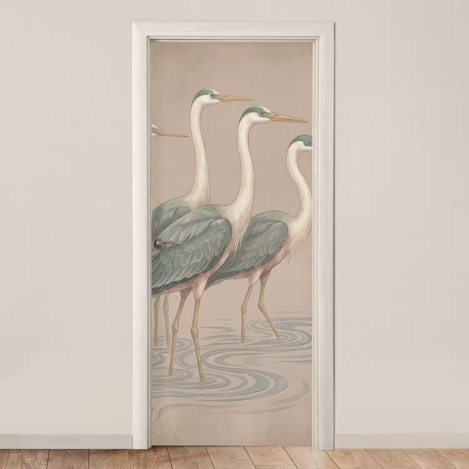 Vogel - Water - Natuur - Vintage deurposter klein -3d_beige