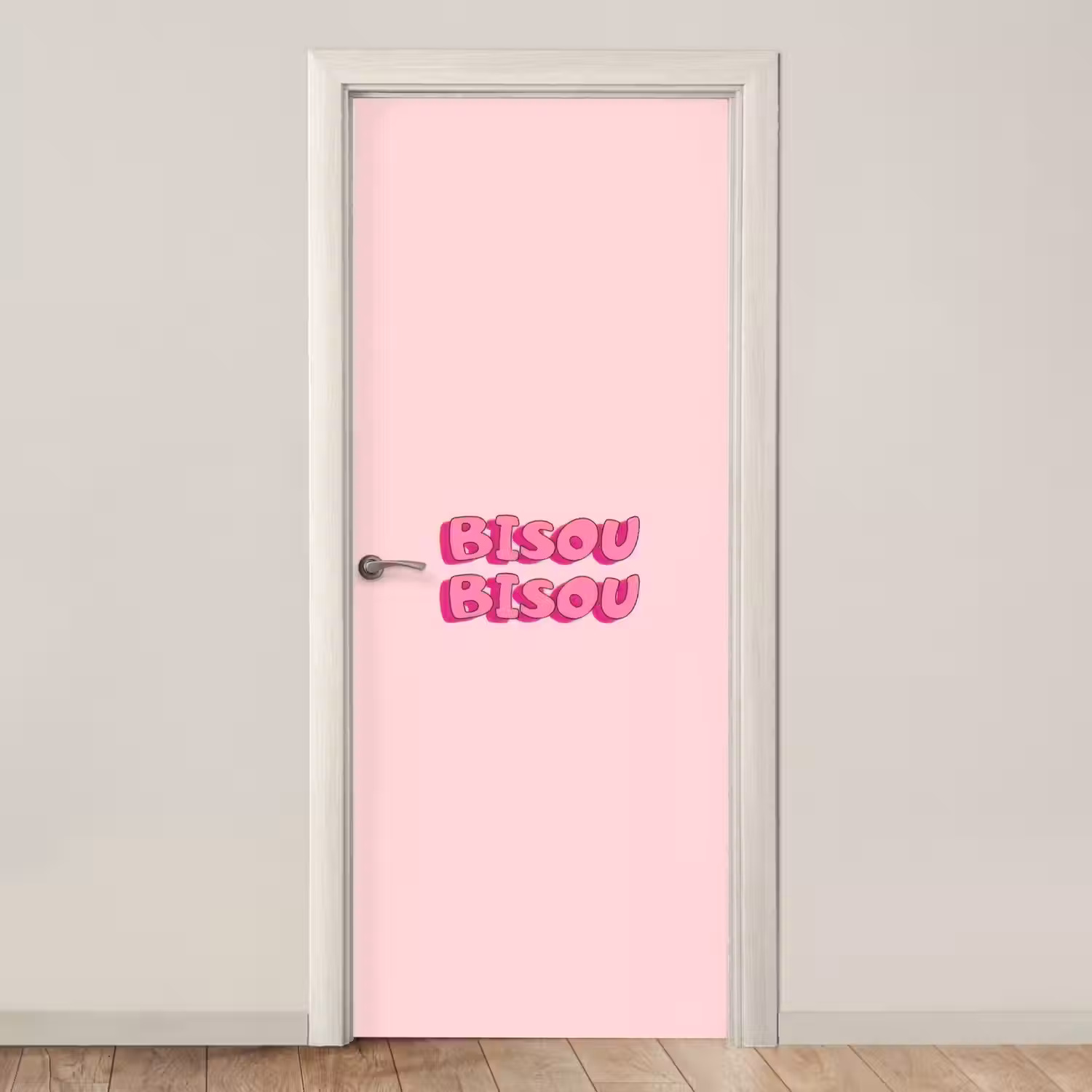 Bisou - Roze - Schaduw deurposter klein -3d_beige