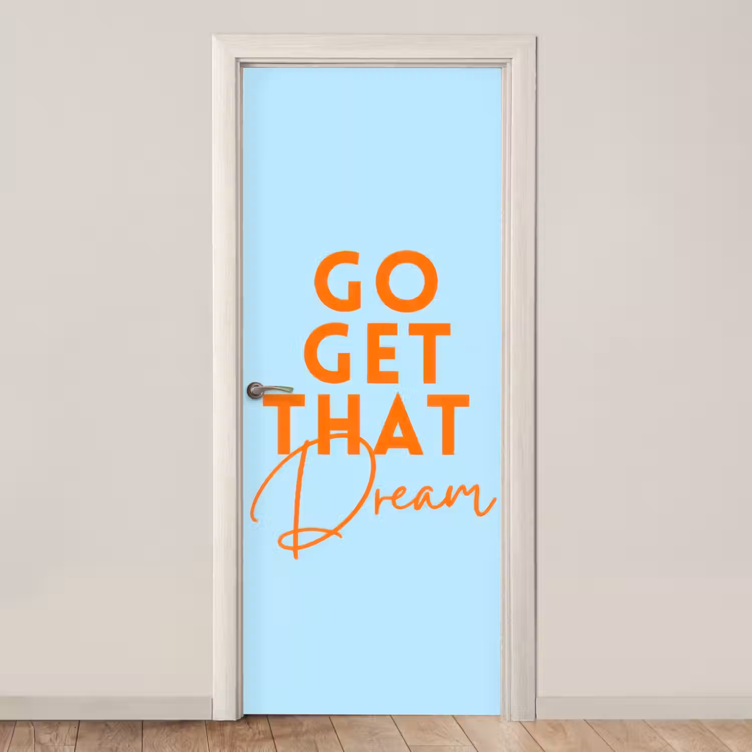Blauw - Oranje - Tekst deurposter klein -3d_beige