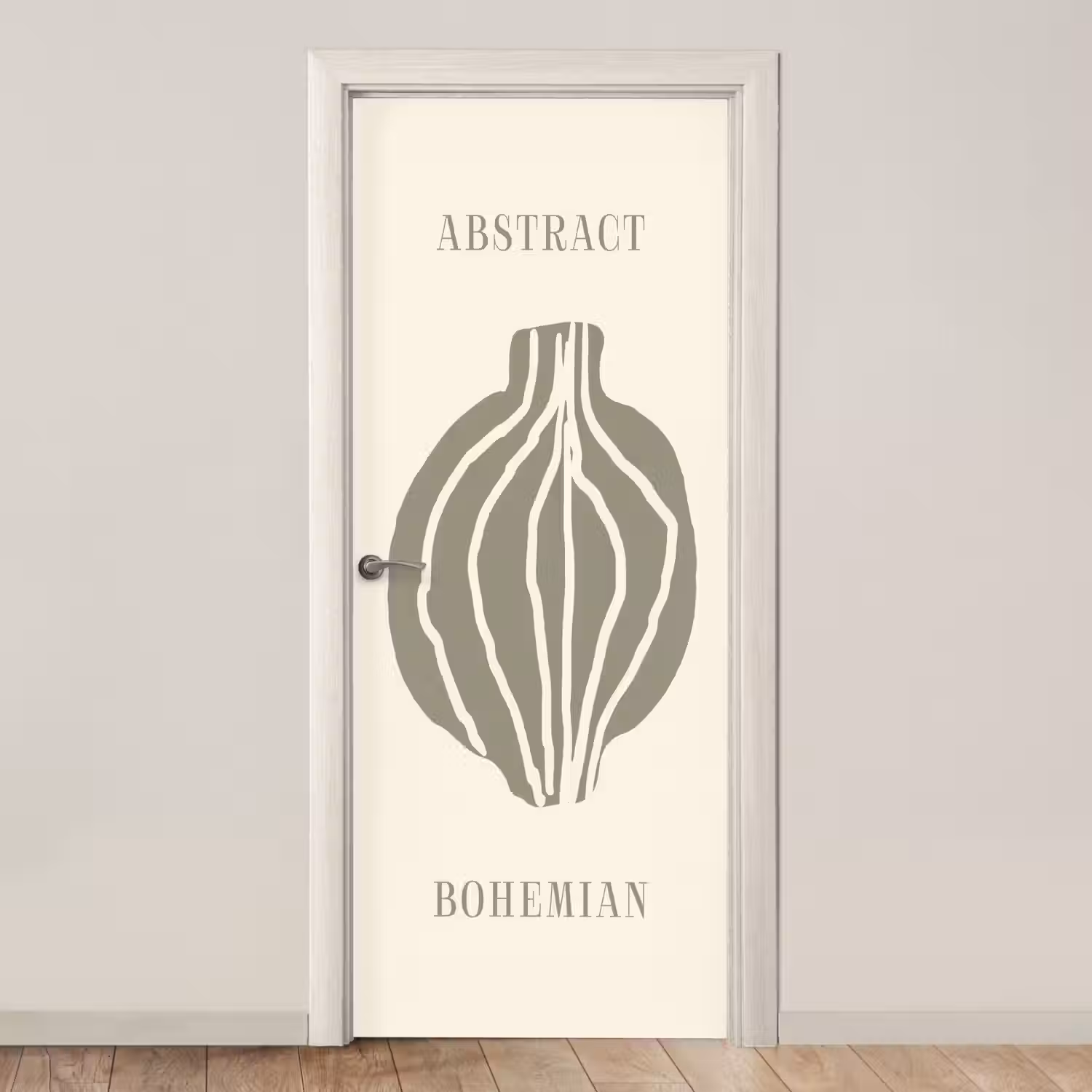 Boho - Groen - Abstract deurposter klein -3d_beige