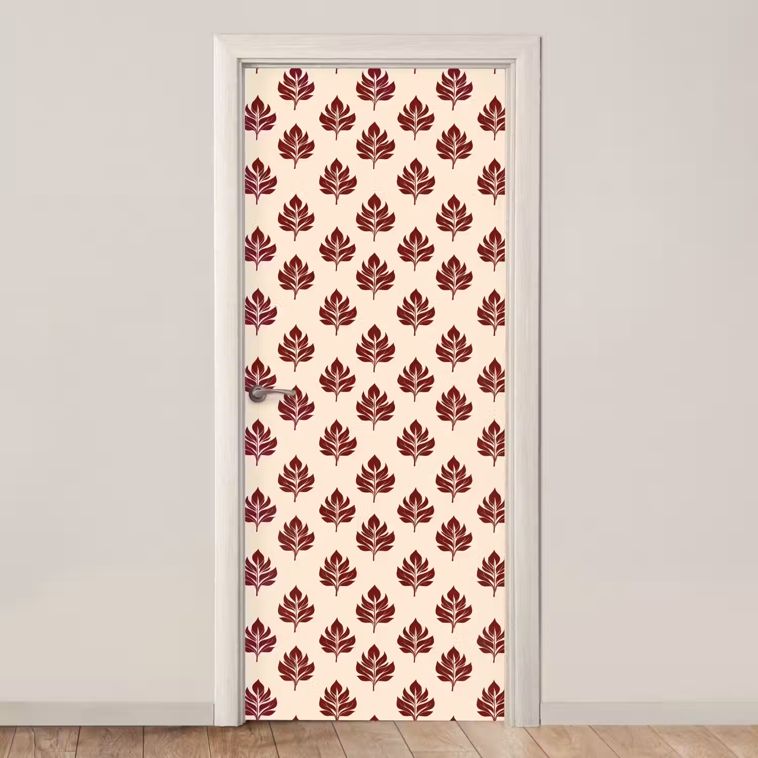 Botanisch - Patroon - Bordeaux deurposter klein 289 -3d_beige