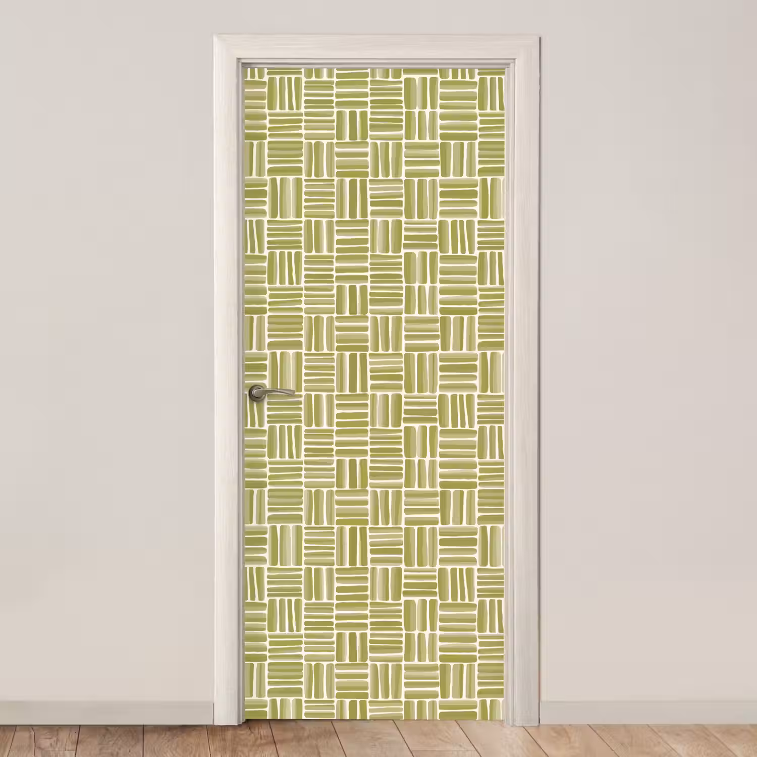 Vlecht - Patroon - Groen deurposter klein 289 -3d_beige