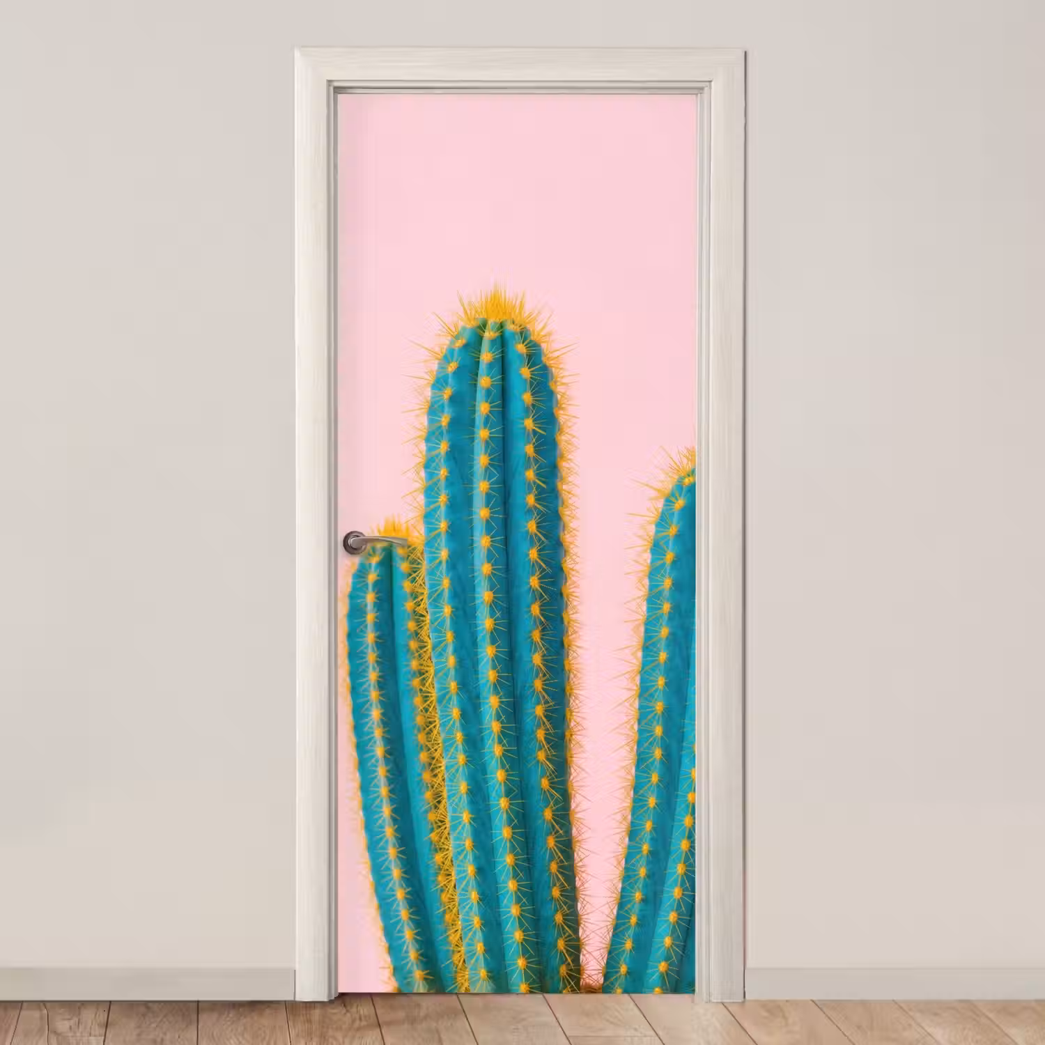Cactussen - Modern - Pastel deurposter klein -3d_beige