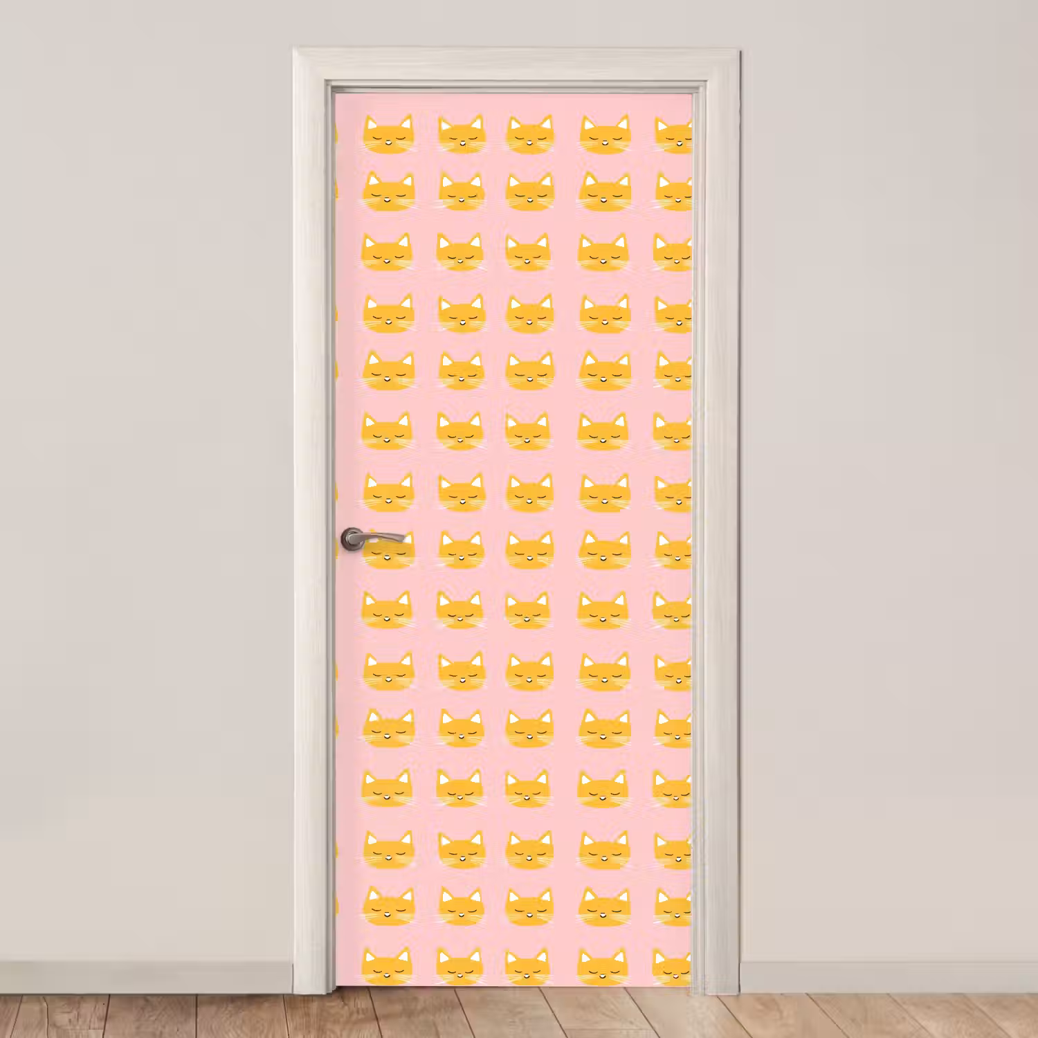 Katten - Patroon - Roze deurposter klein 289 -3d_beige