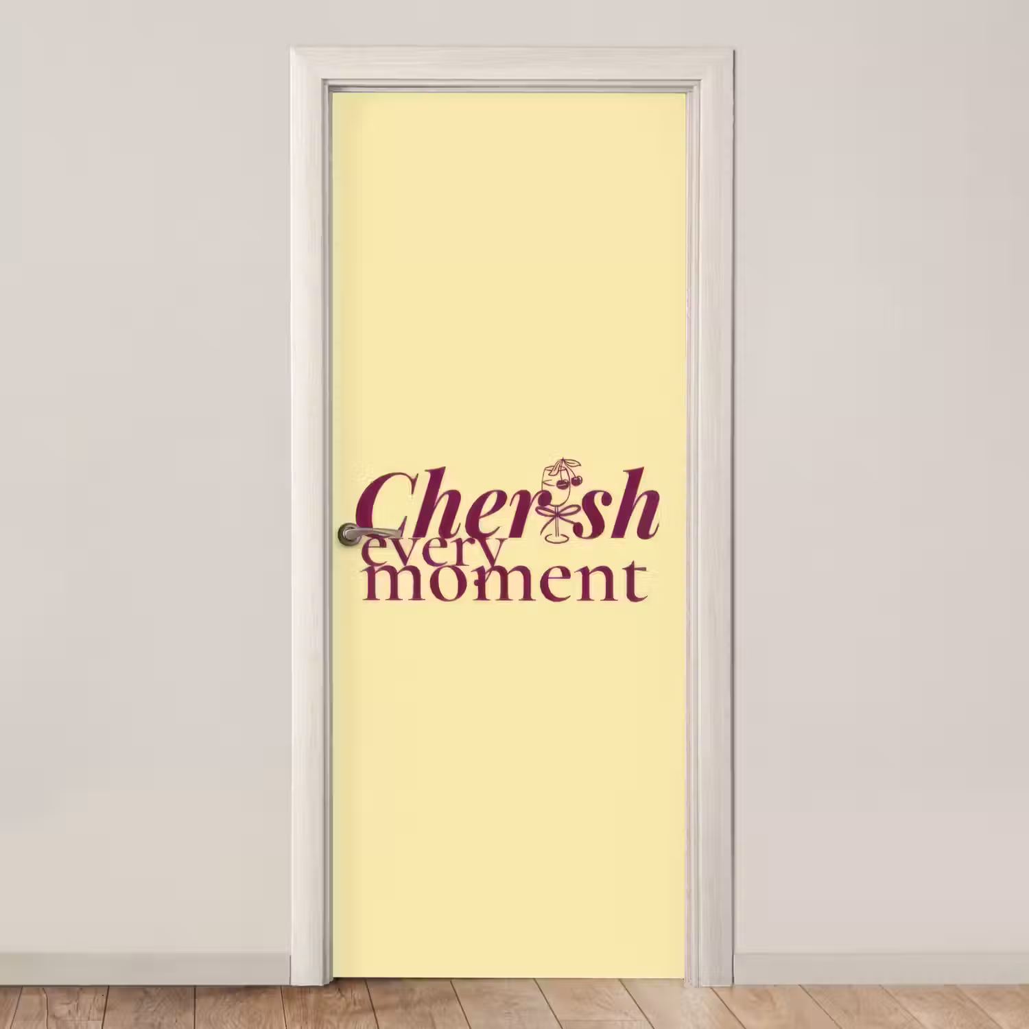 Cherish every moment - Cocktailglas - Geel deurposter klein -3d_beige