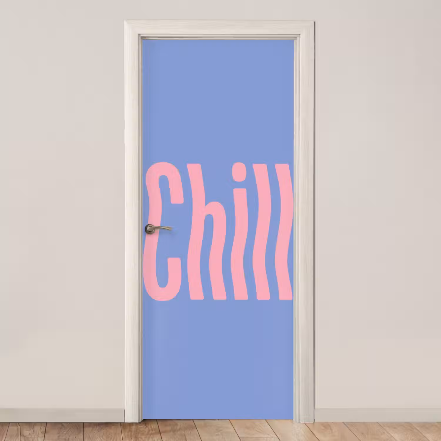 Chill - Roze - Blauw - Golvend deurposter klein -3d_beige