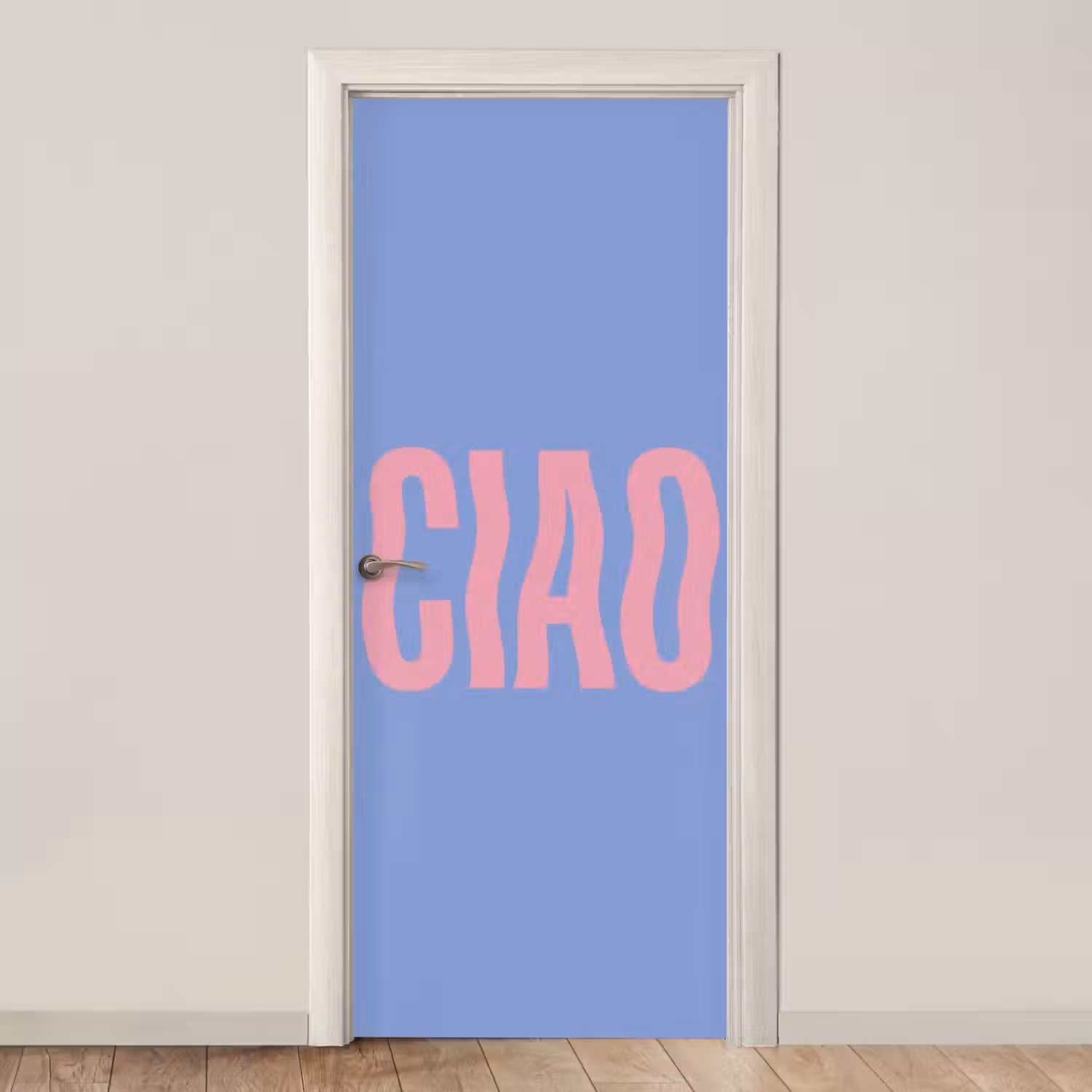 Ciao - Roze - Blauw - Golvend deurposter klein -3d_beige
