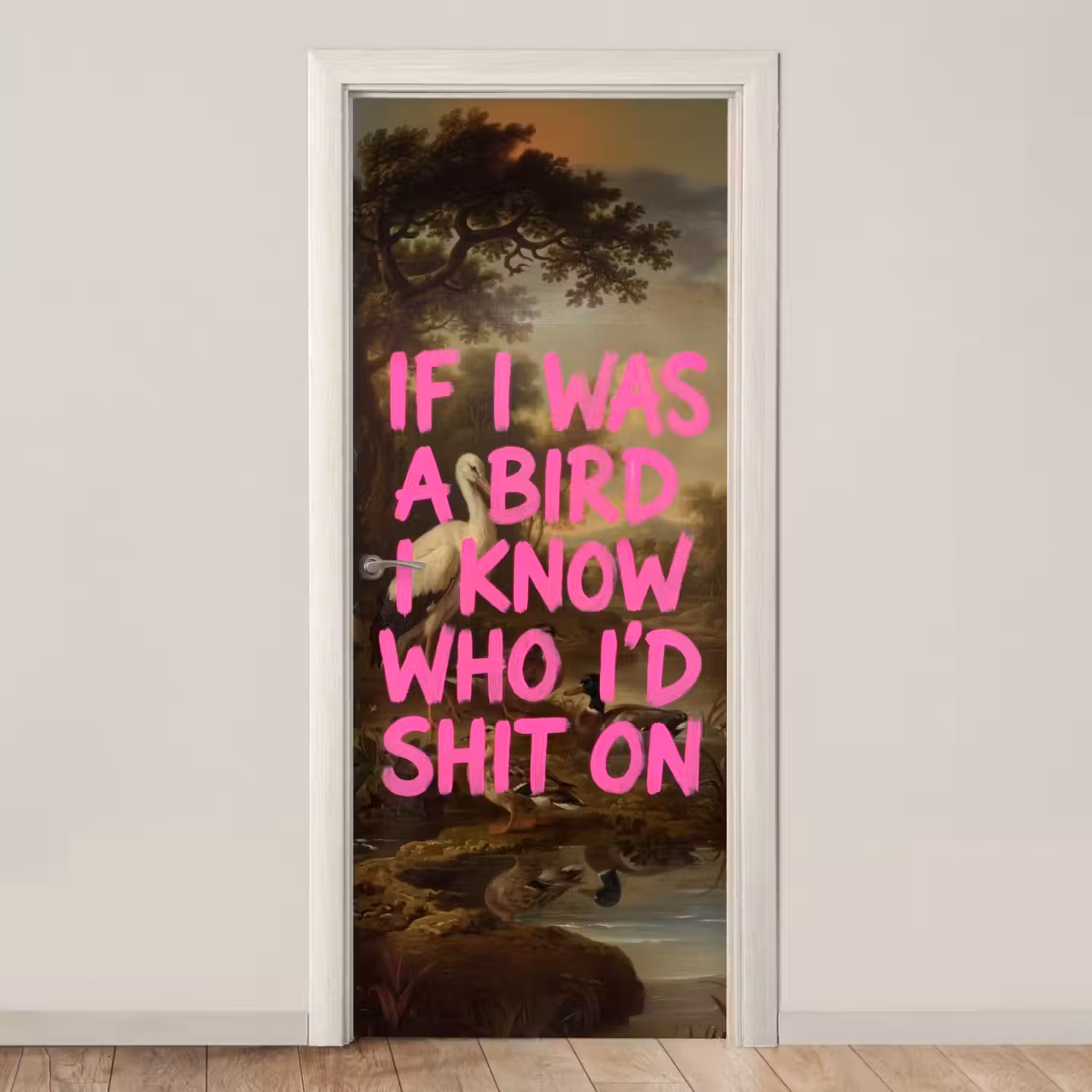 Klassiek - Humor - Roze deurposter klein -3d_beige