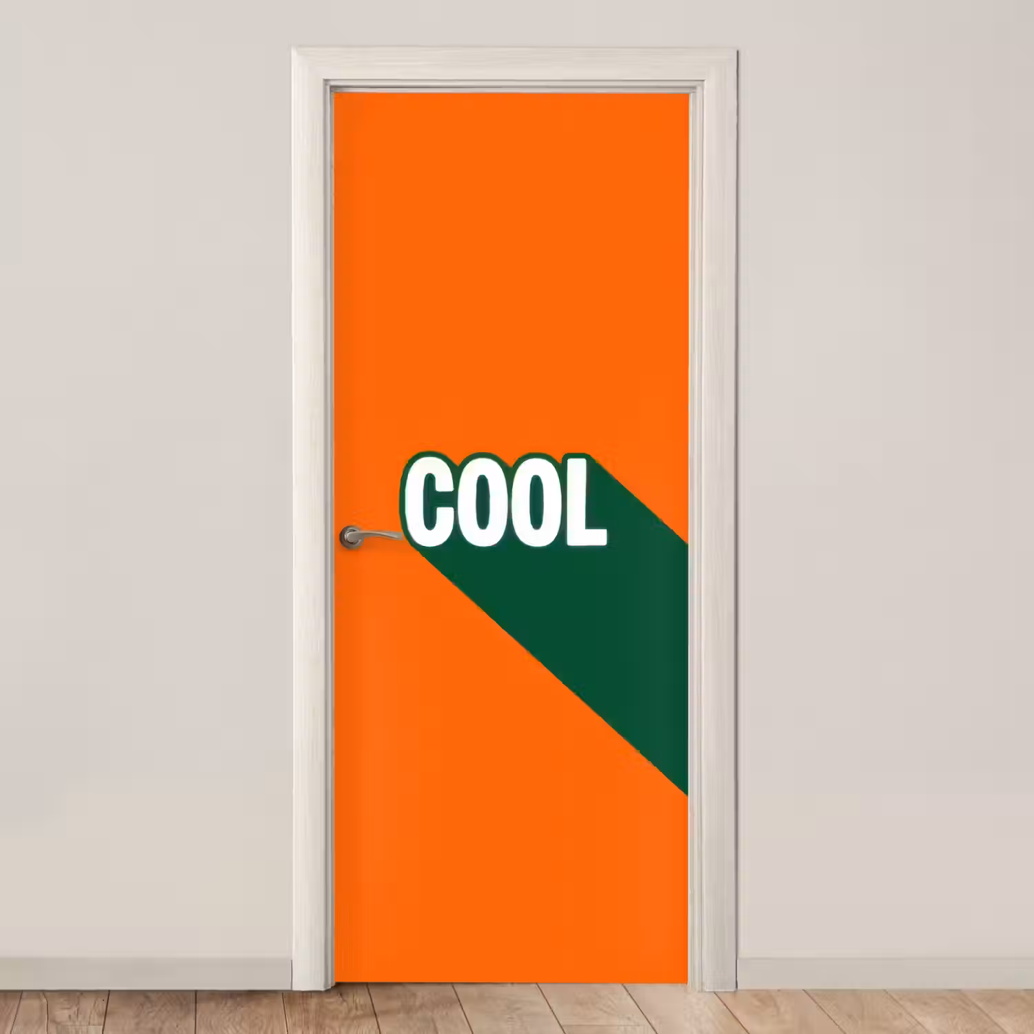 Cool - Oranje - Groen deurposter klein -3d_beige