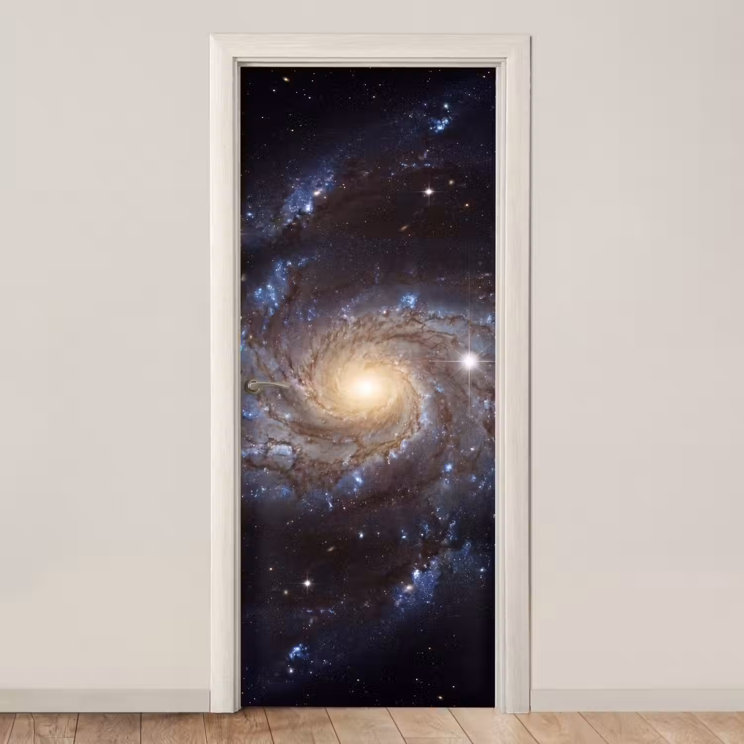 Kosmos - Sterrenstelsel - Donker deurposter klein -3d_beige