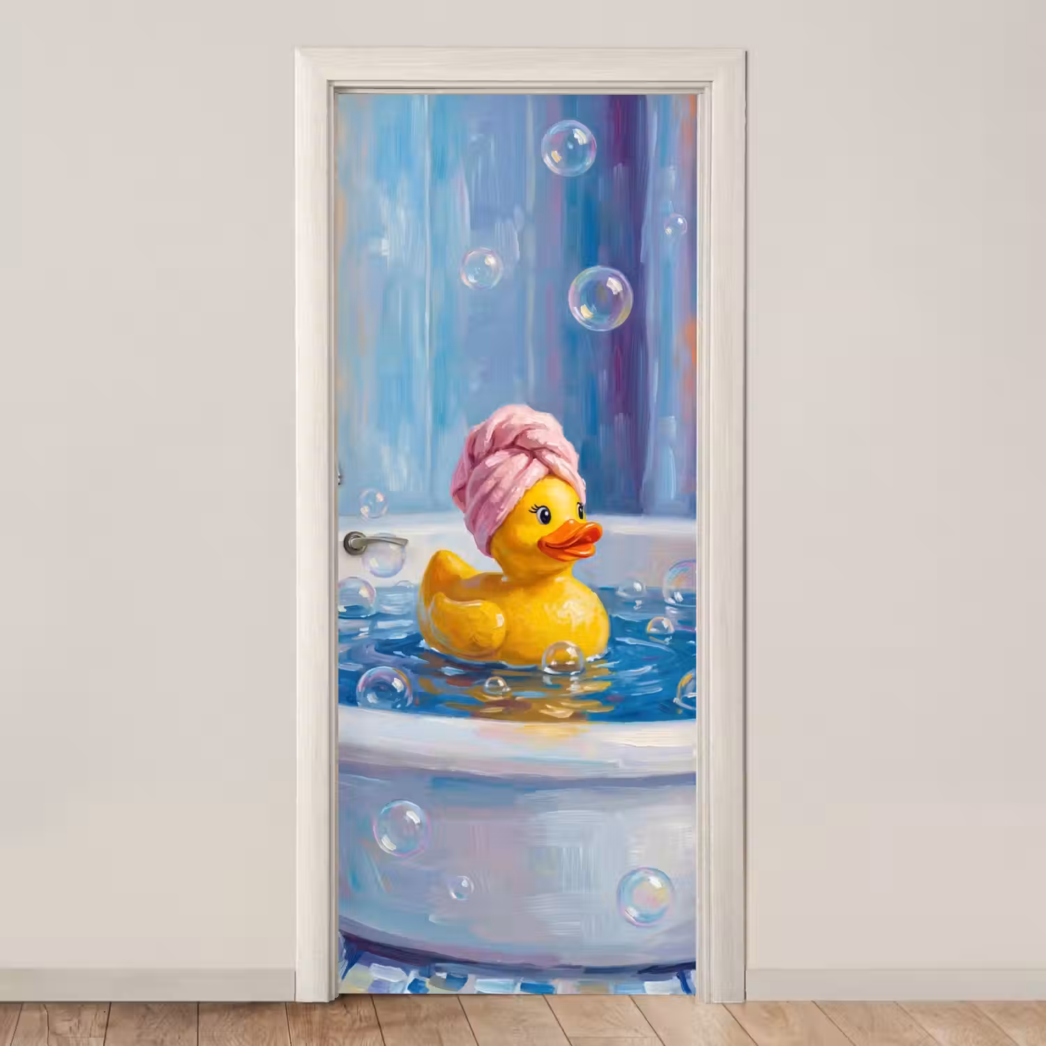 Creatief - Badeend - Kleurrijk deurposter klein -3d_beige