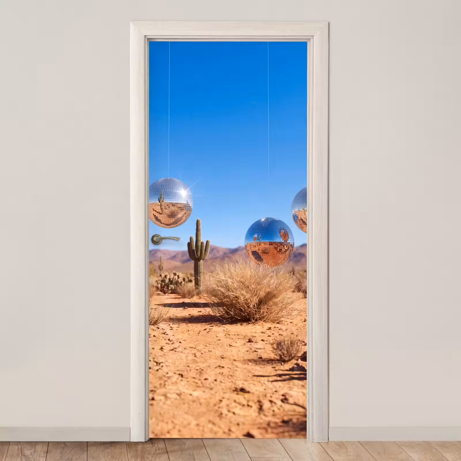 Door sticker - Desert - Mirror Ball - Art - Woestijn - Spiegelbal - Kunst deurposter klein