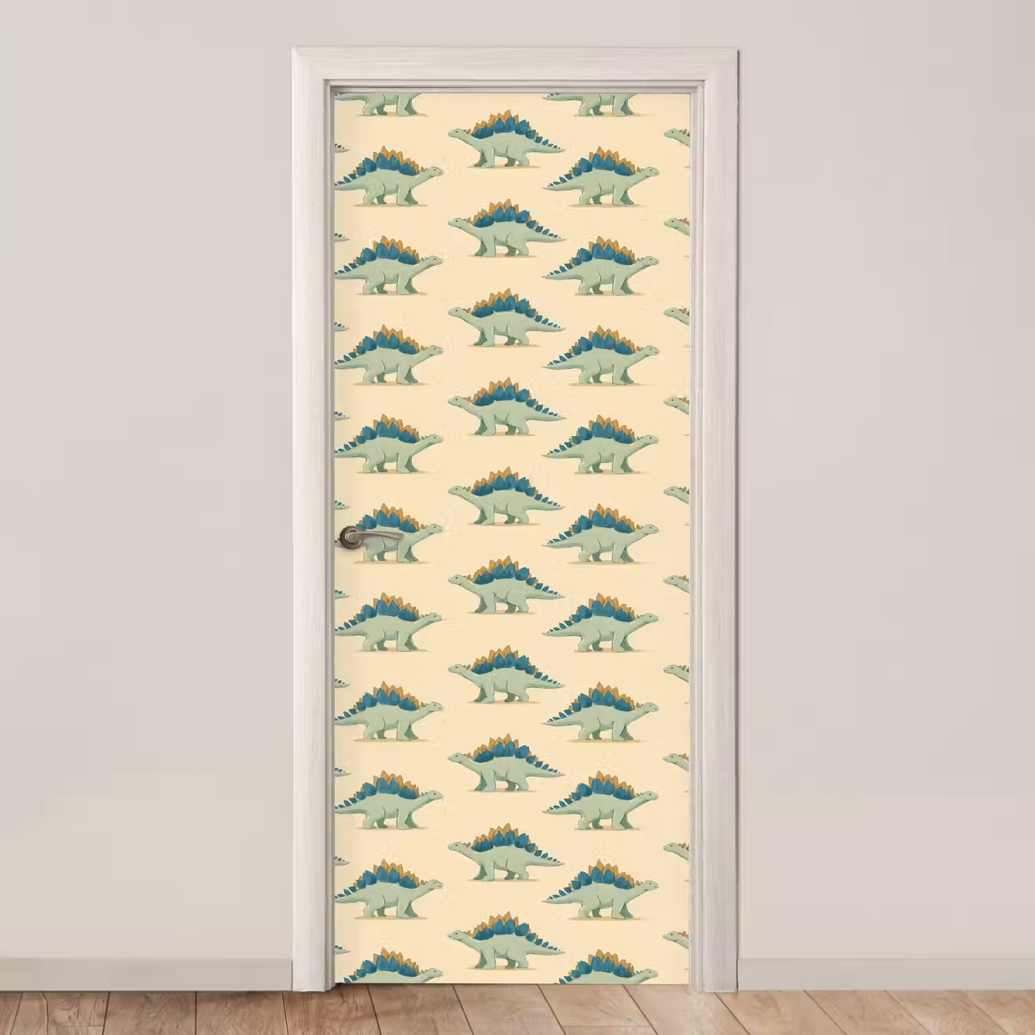 Dino - Patroon - Groen deurposter klein 289 -3d_beige