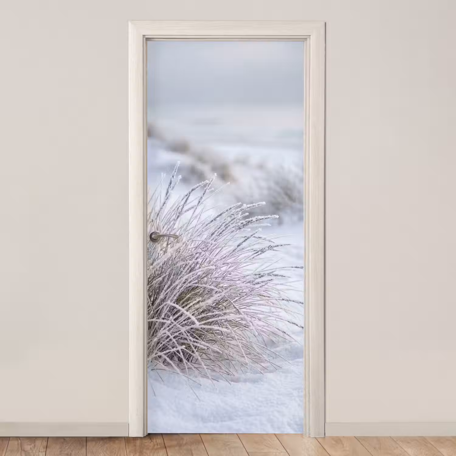 Duinen - Sneeuw - Strand - Winter - Serene deurposter klein -3d_beige