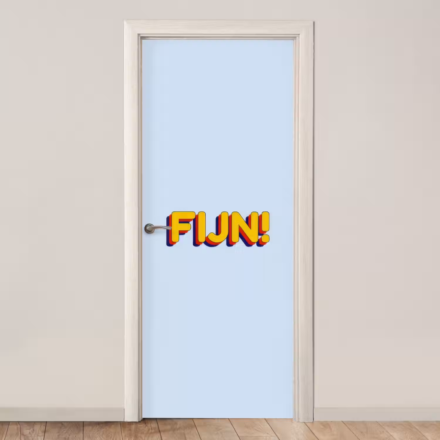 Fijn - Geel - Oranje deurposter klein -3d_beige