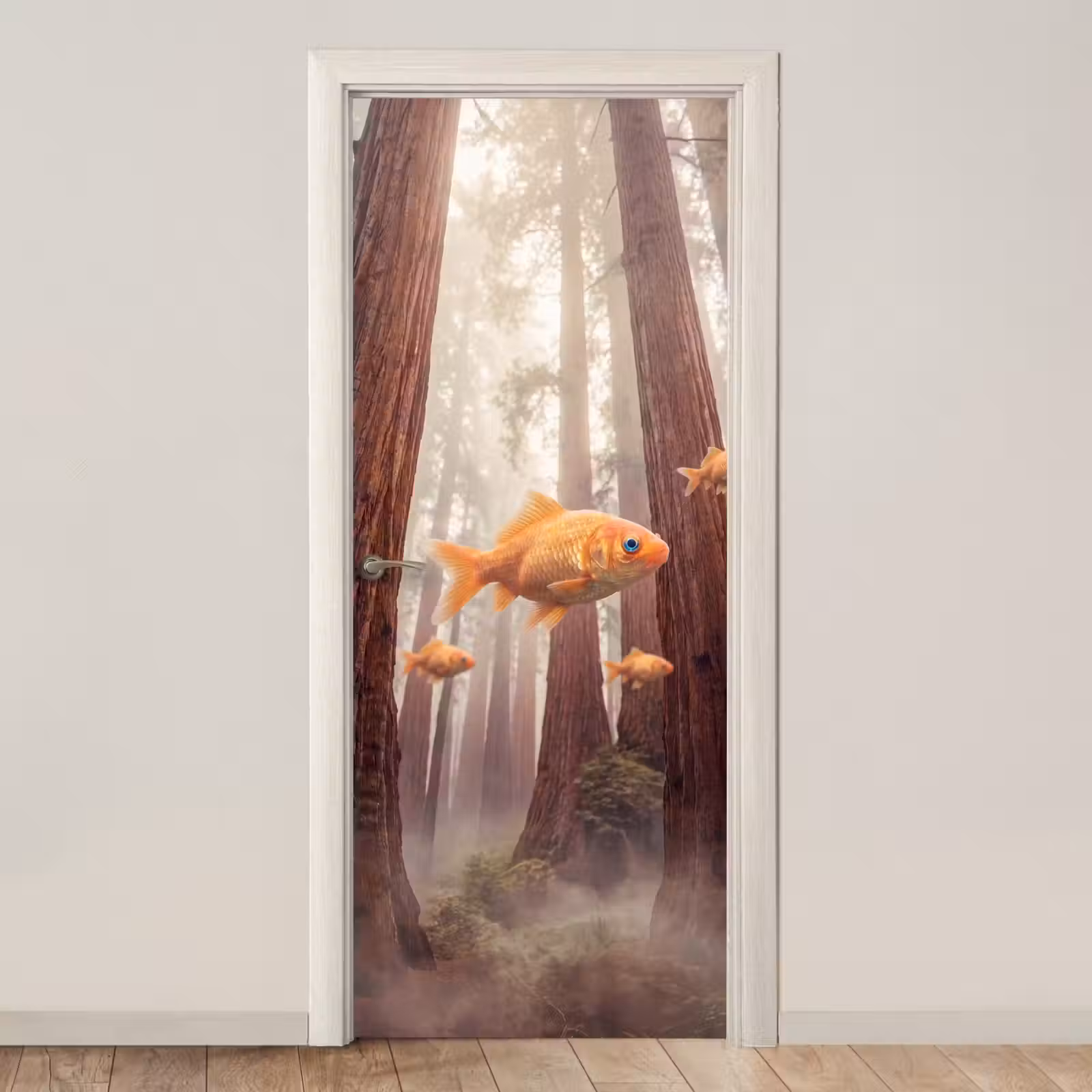 Door sticker - Fish - Forest - Fantasy - Vis - Bos - Fantasie deurposter klein