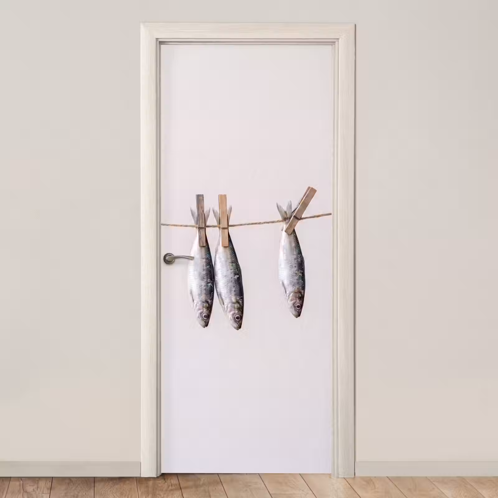 Door sticker - Fish - Hanging - Food - Vis - Hangend - Eten deurposter klein