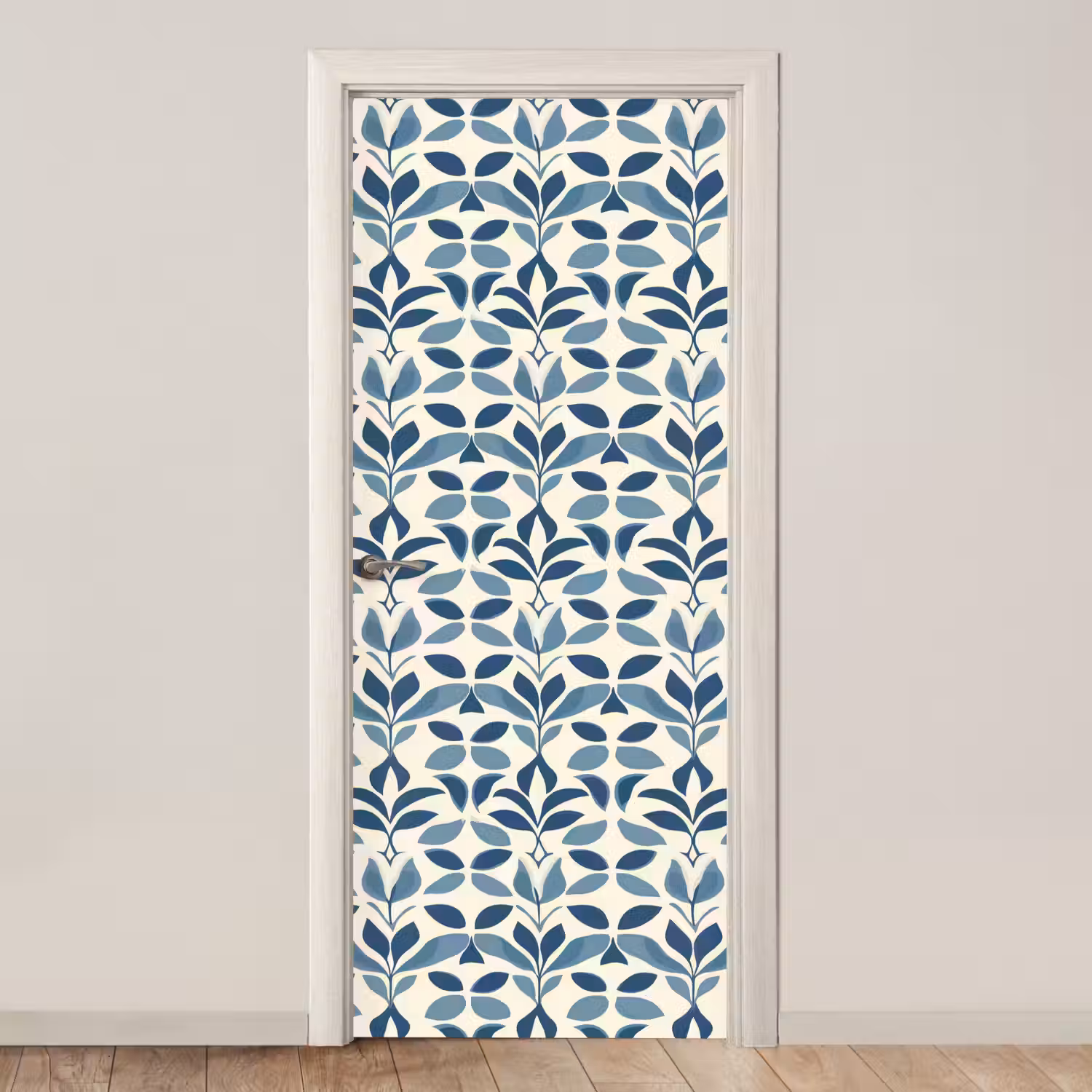 Flora - Modern - Blauw deurposter klein 289 -3d_beige