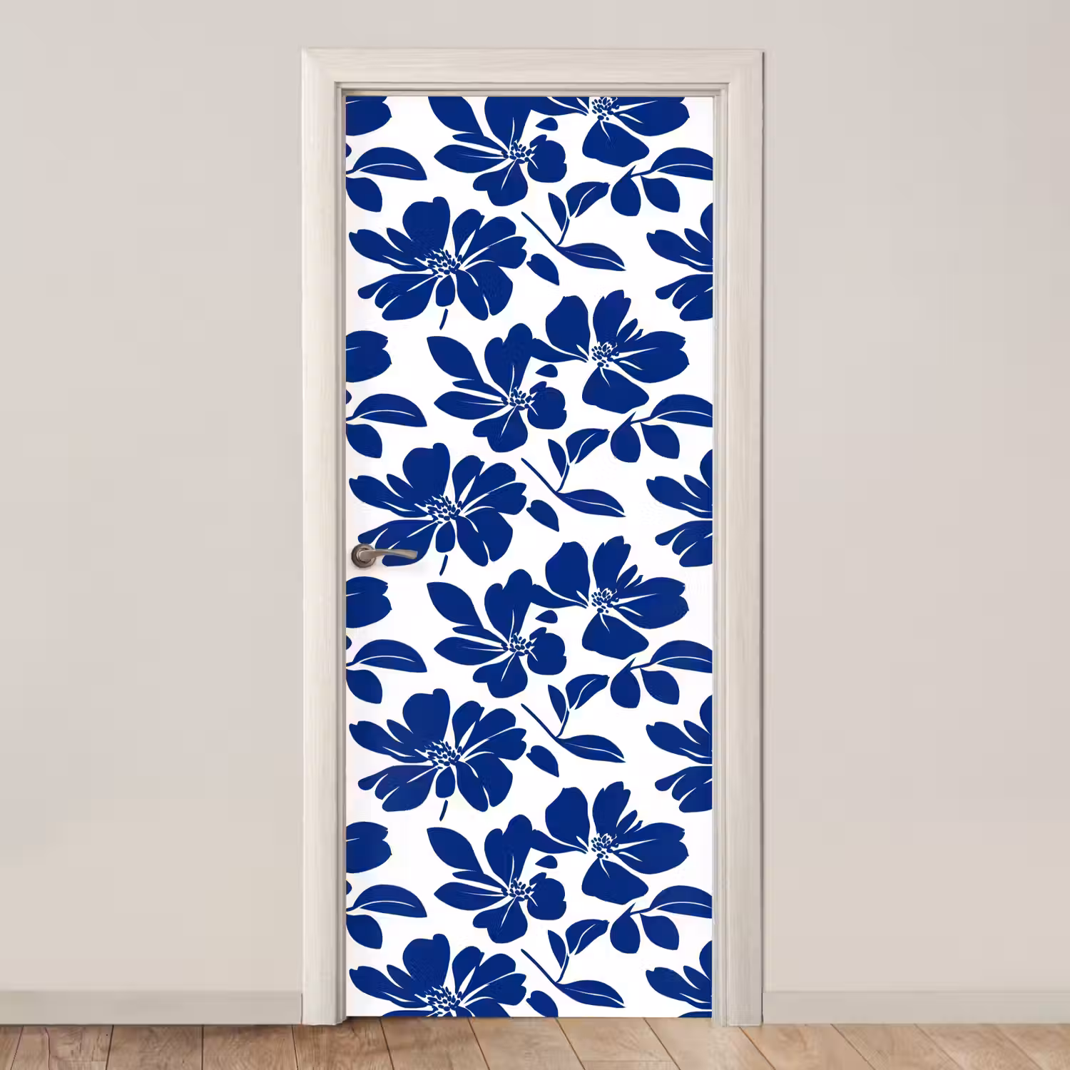 Floraal - Modern - Blauw deurposter klein 289 -3d_beige