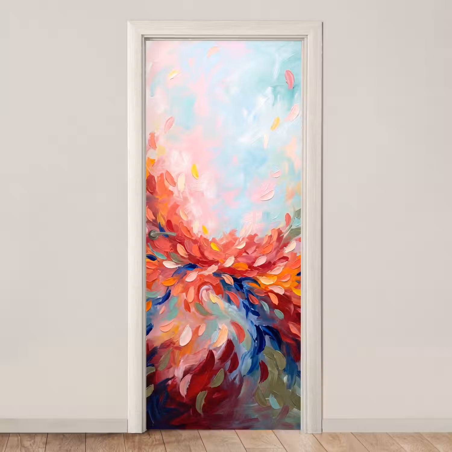 Bloemen - Abstract - Kunst - Modern deurposter klein -3d_beige