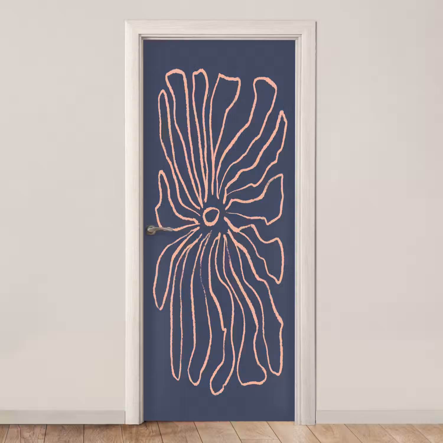 Bloemen - Bohemian - Roze - Pastel deurposter klein -3d_beige