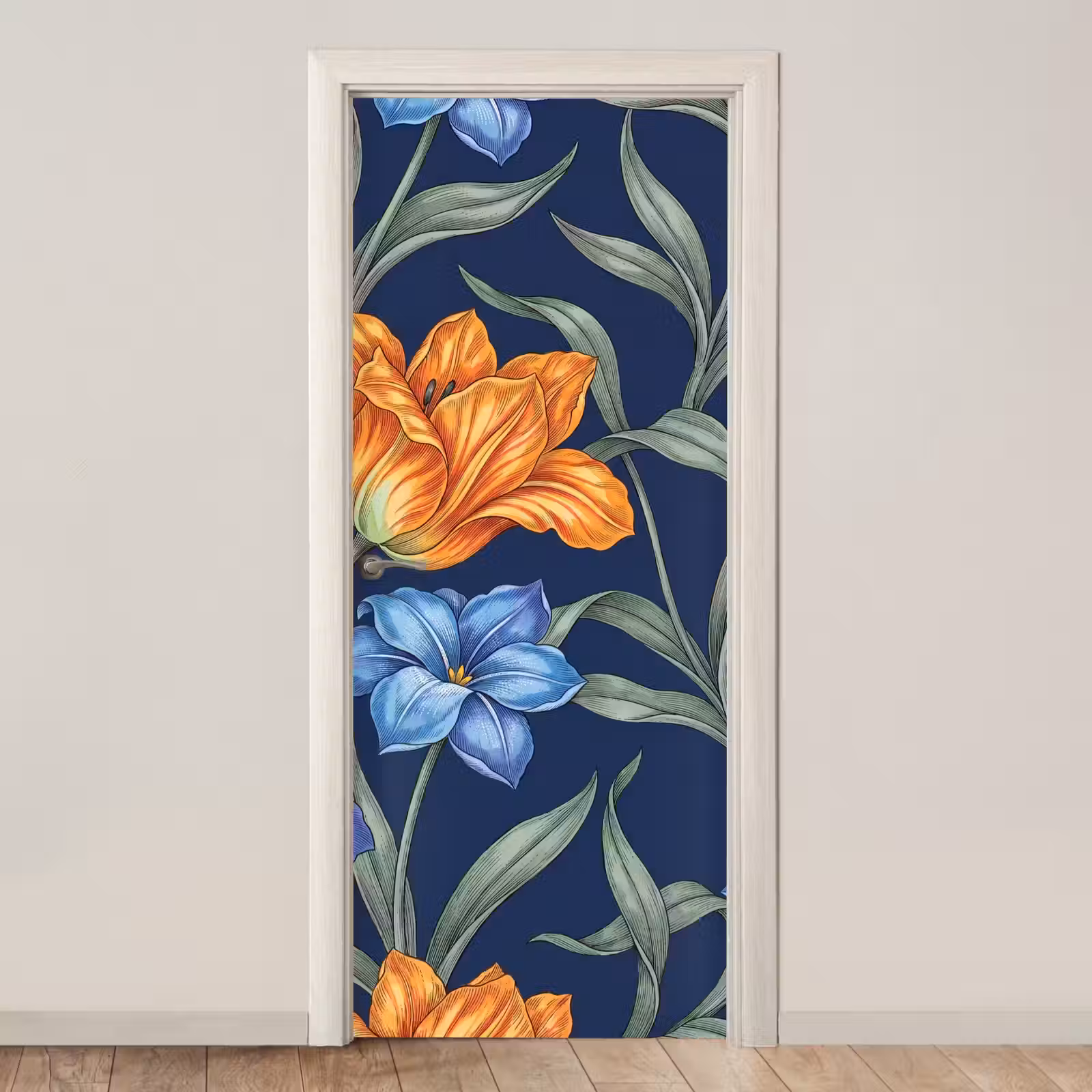 Door sticker - Flowers - Botanical - Pattern - Bloemen - Botanisch - Patroon deurposter klein