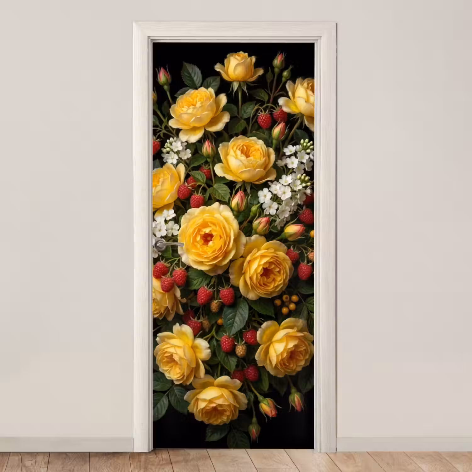 Bloemen - Boeket - Natuur - Klassiek - Geel deurposter klein -3d_beige