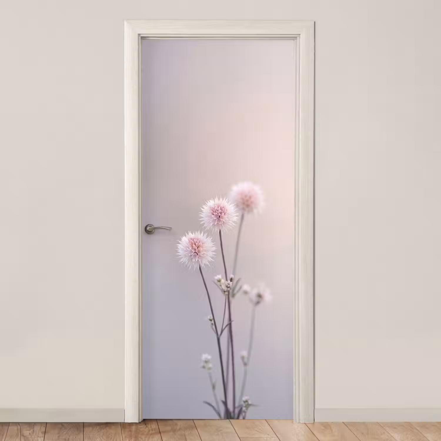 Bloemen - Bollen - Roze deurposter klein -3d_beige