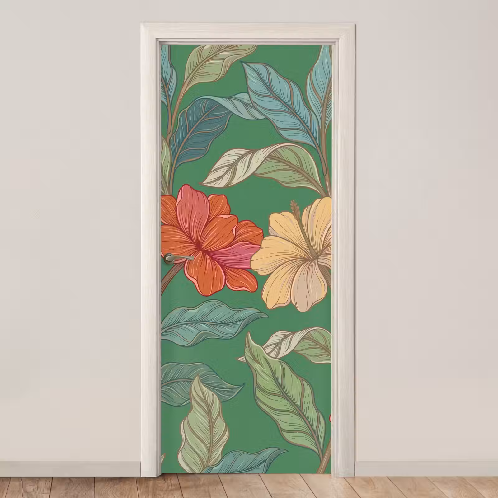 Door sticker - Flowers - Greenery - Illustration - Bloemen - Groen - Illustratie deurposter klein