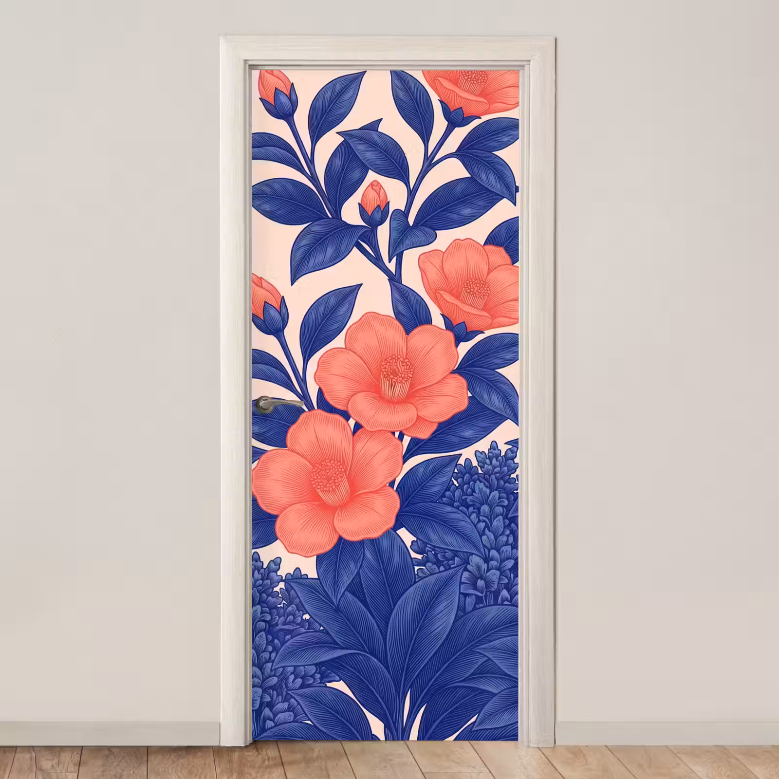 Door sticker - Flowers - Leaves - Botanical - Bloemen - Bladeren - Botanisch deurposter klein