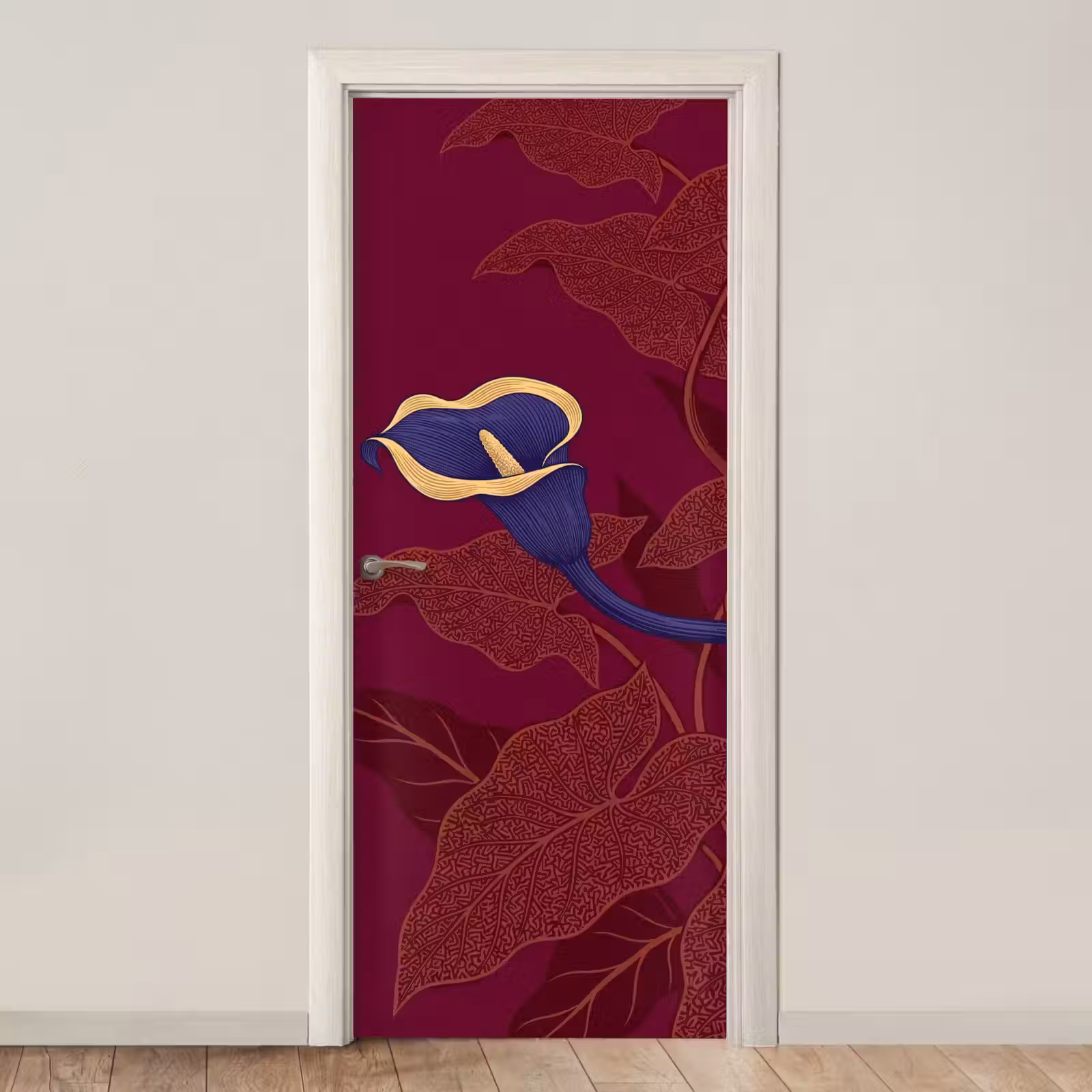 Door sticker - Flowers - Modern - Purple - Bloemen - Modern - Paars deurposter klein