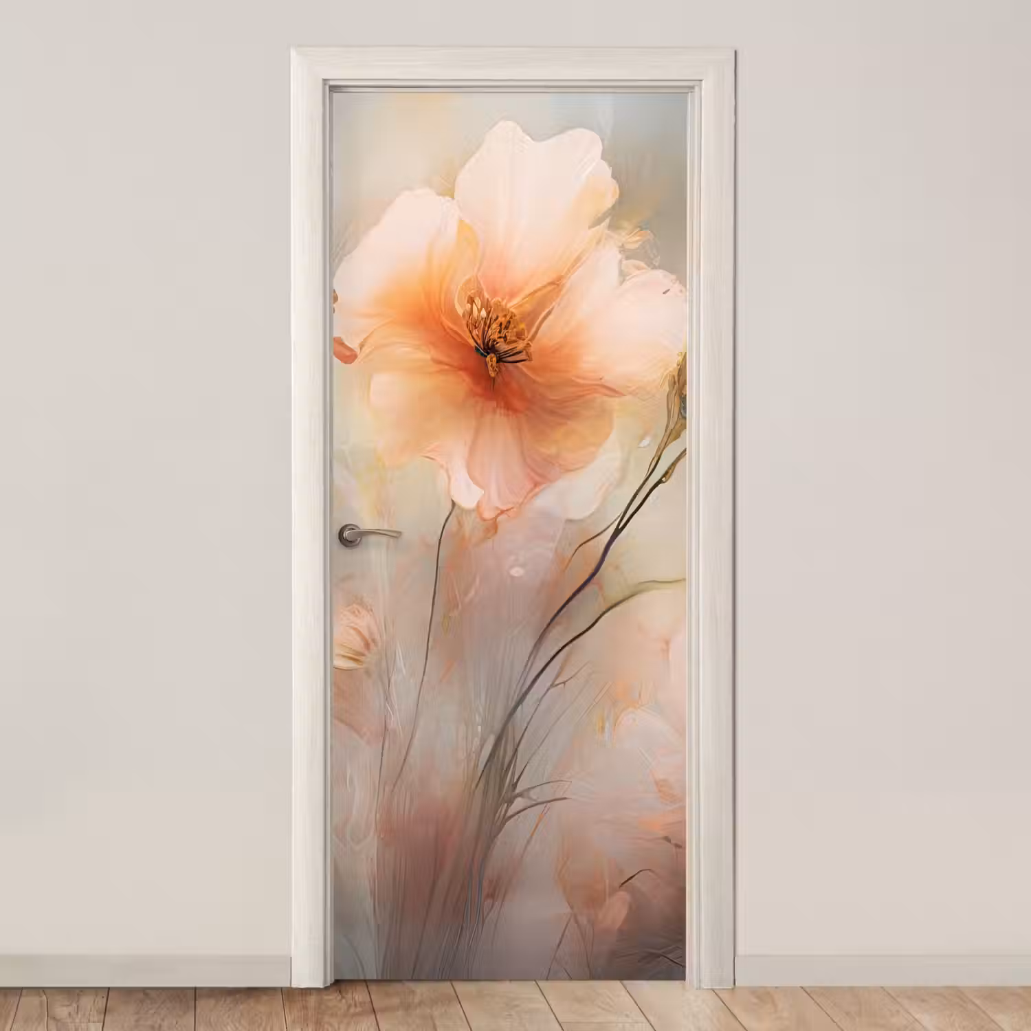Bloemen - Pastel - Kunst - Klaprozen - Watercolor deurposter klein -3d_beige