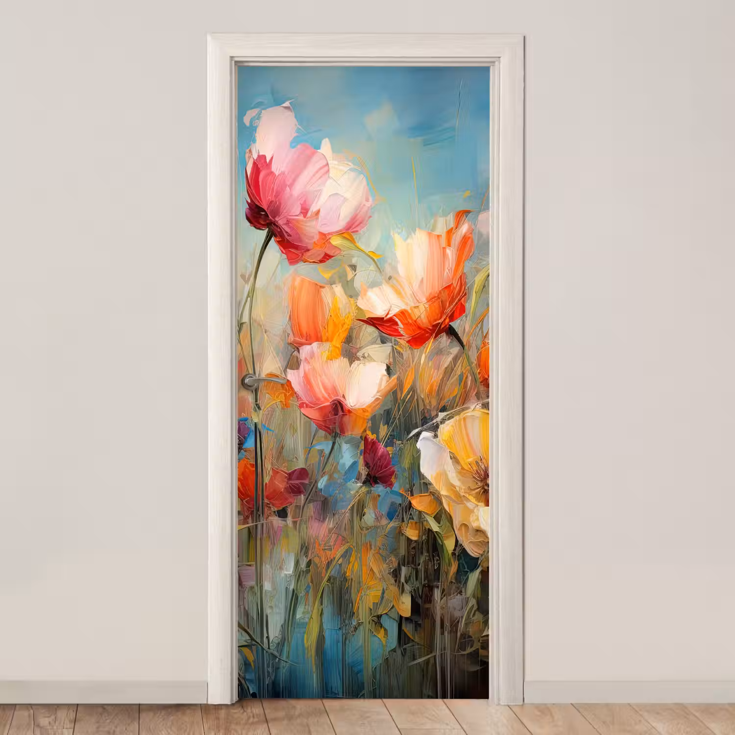 Bloemen - Watercolor - Kunst - Botanisch - Natuur deurposter klein -3d_beige