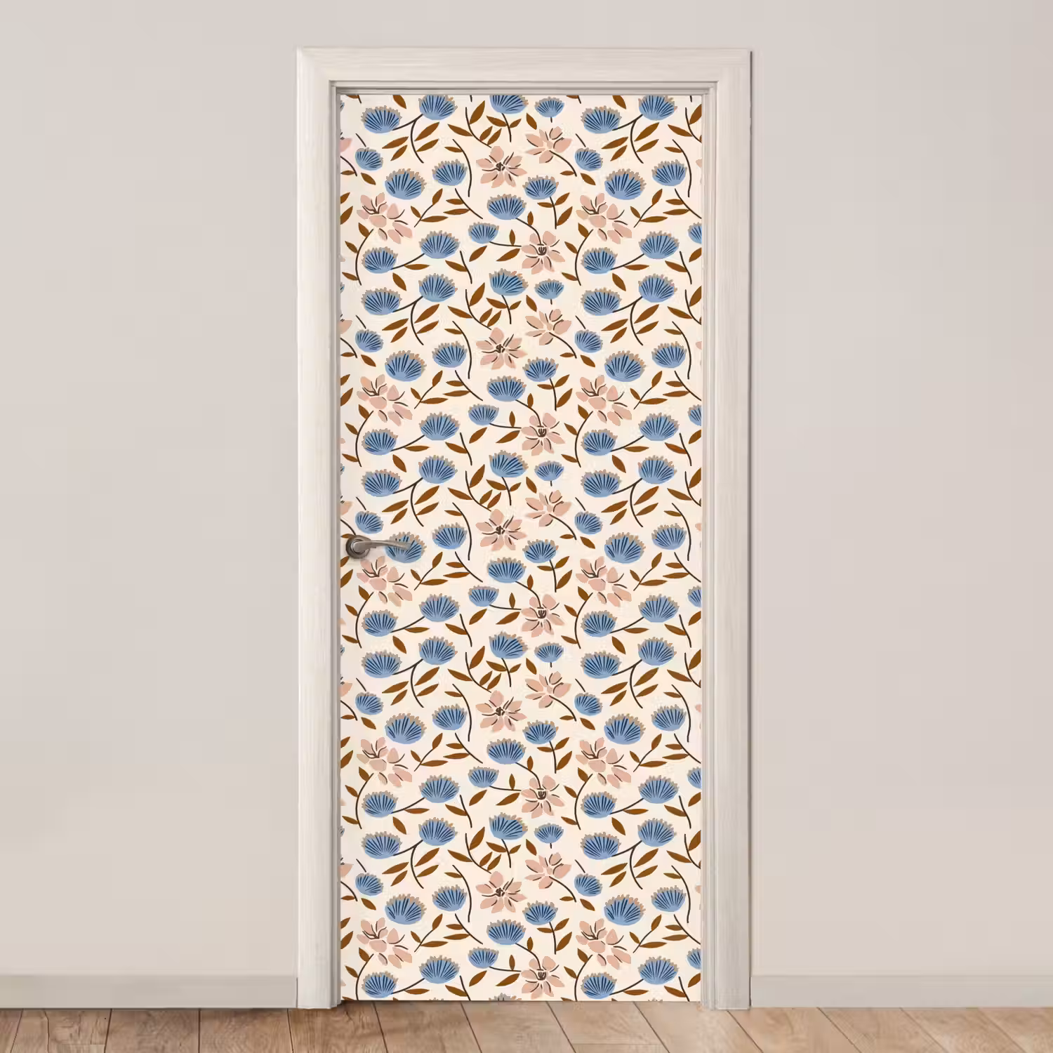 Bloemen - Wild - Blauw deurposter klein 289 -3d_beige