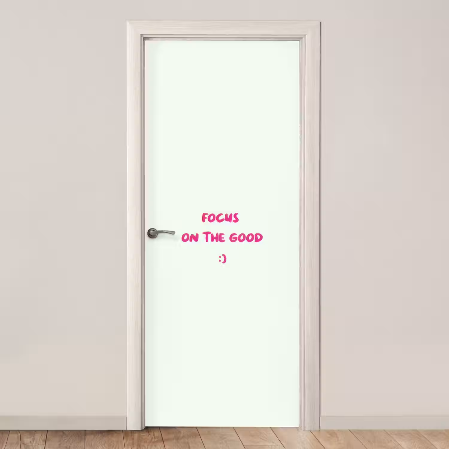 Focus - Beige - Roze - Smiley deurposter klein -3d_beige
