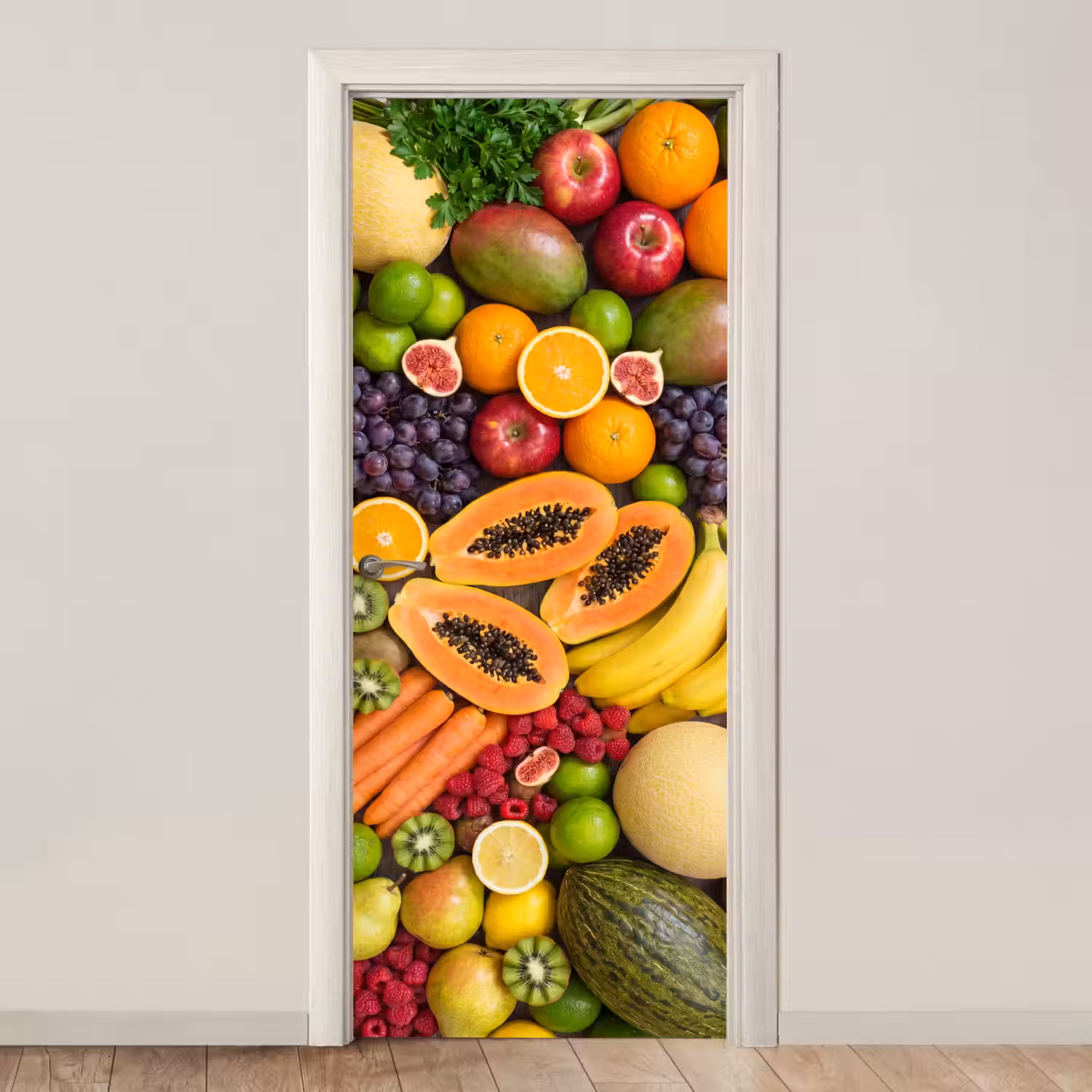 Eten - Fruit - Groenten - Vers - Kleurrijk deurposter klein -3d_beige