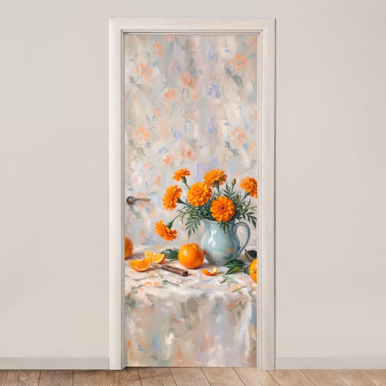 Door sticker - Food - Orange - Art - Eten - Oranje - Kunst deurposter klein