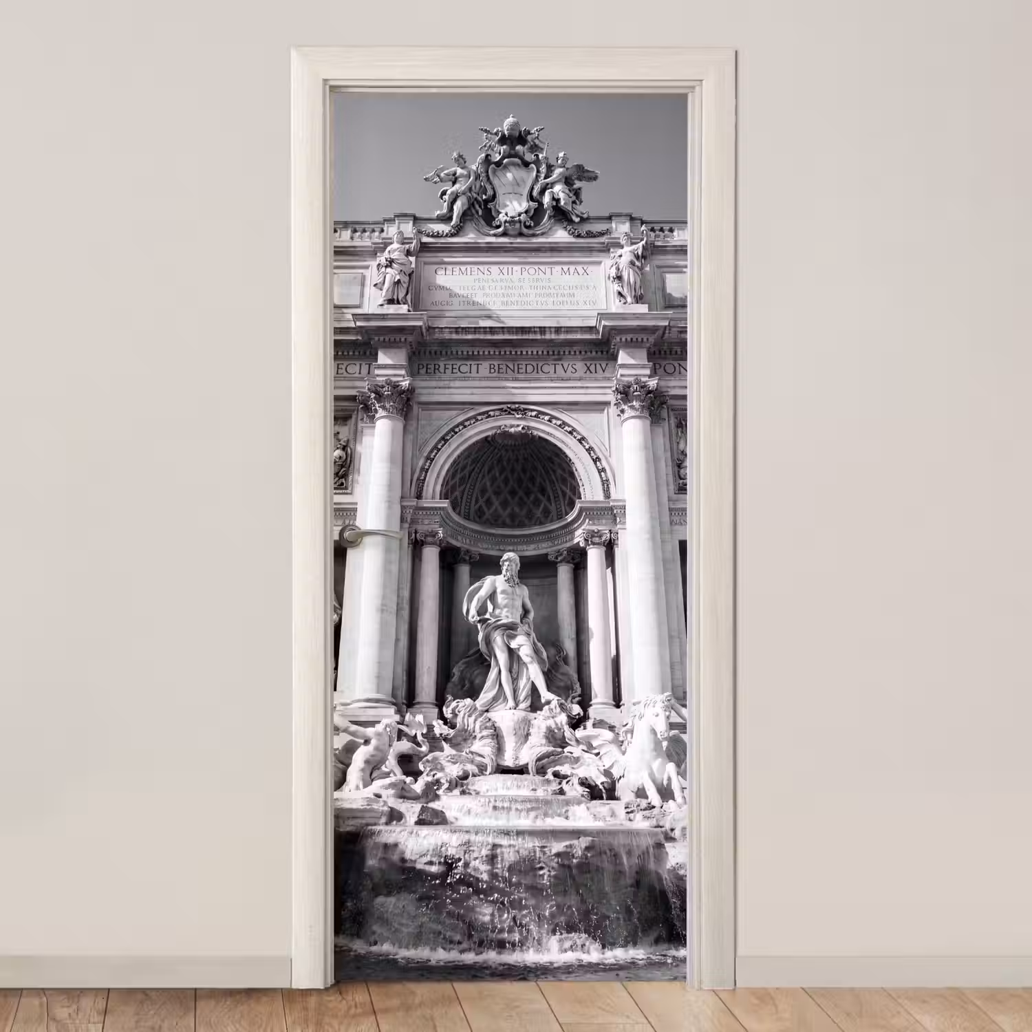 Fontein - Beelden - Architectuur - Zwart-wit deurposter klein -3d_beige