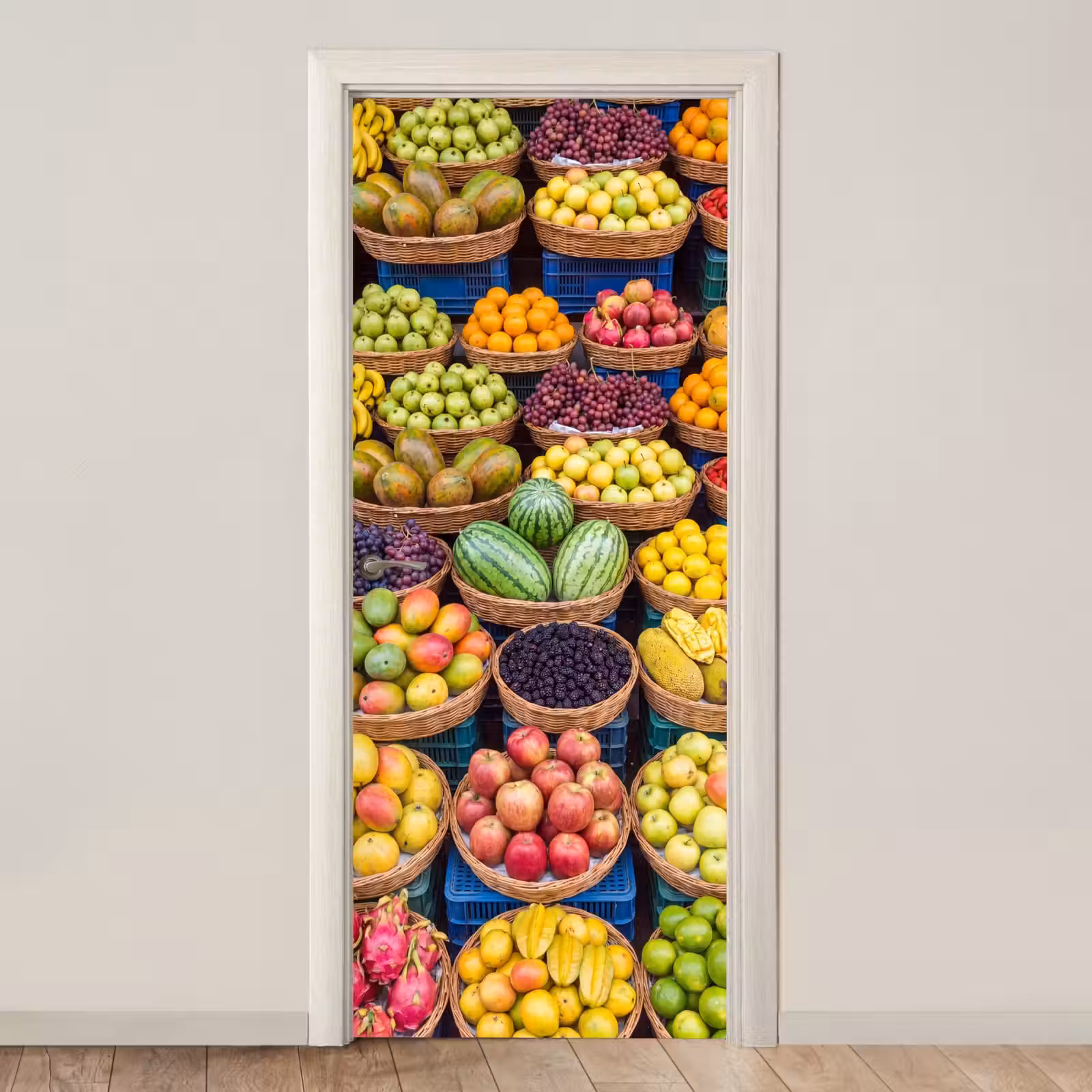 Door sticker - Fruit - Market - Colorful - Fruit - Markt - Kleurrijk deurposter klein