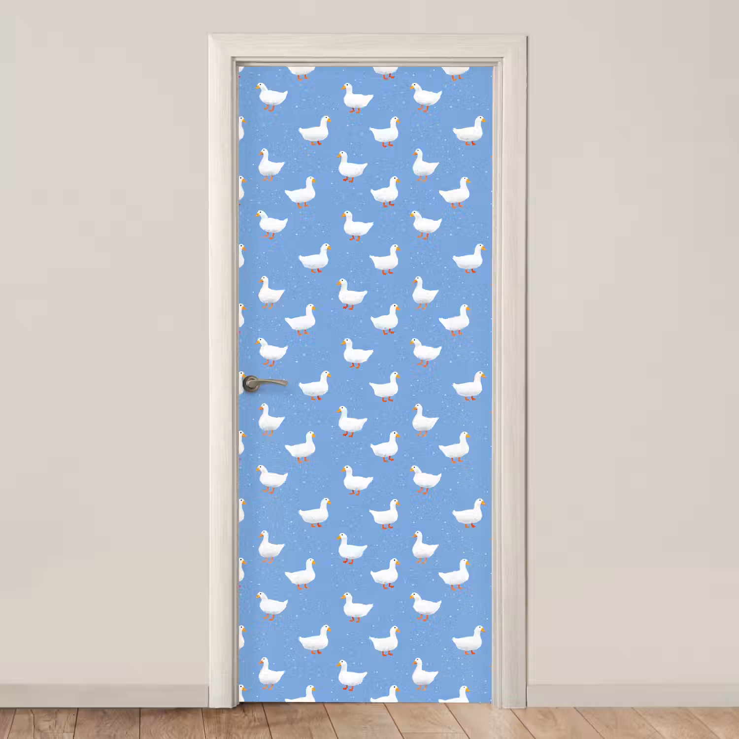 Ganzen - Elegant - Blauw deurposter klein 289 -3d_beige