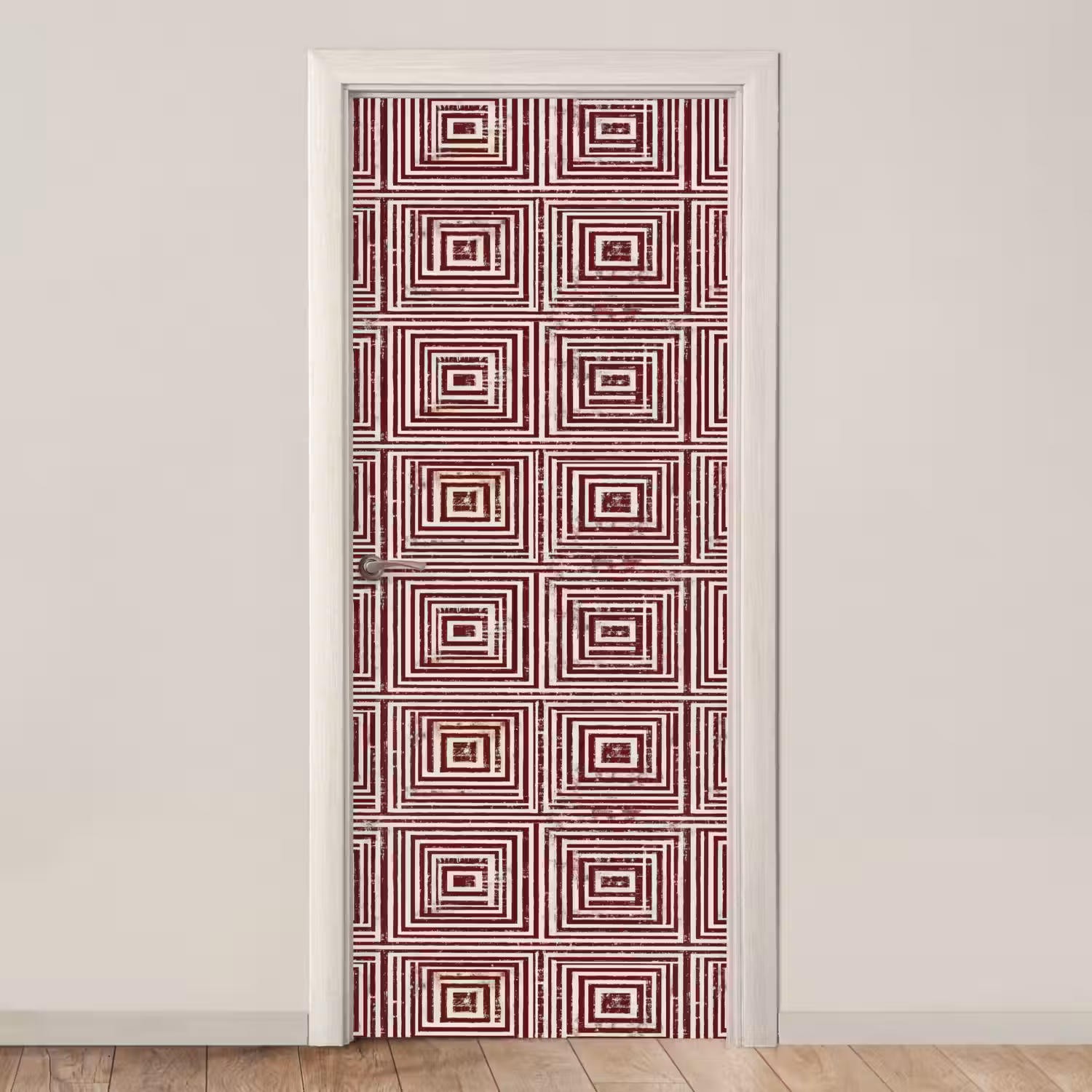 Geometrisch - Patroon - Rood deurposter klein 289 -3d_beige