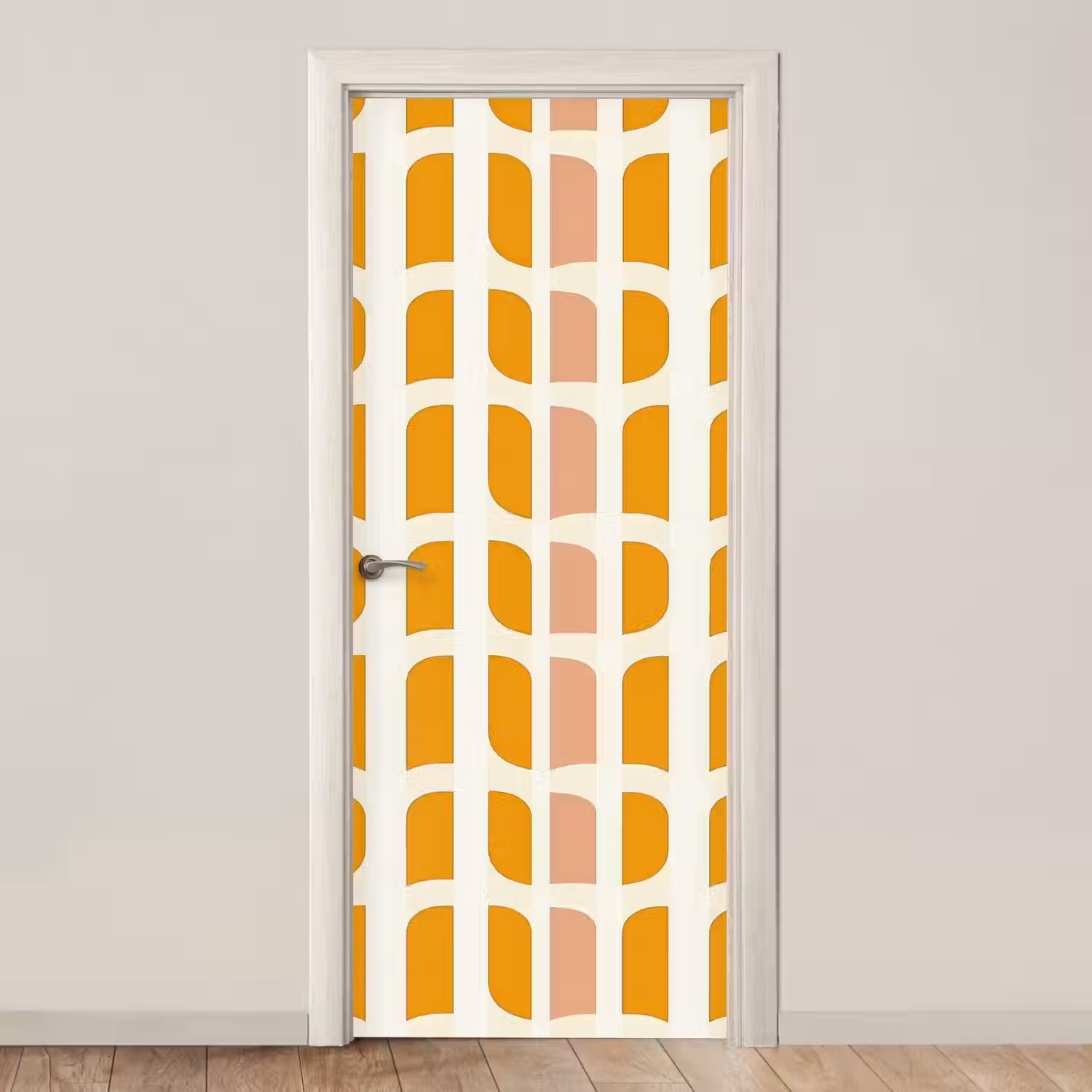 Geometrisch - Patroon - Geel - Roze deurposter klein 289 -3d_beige
