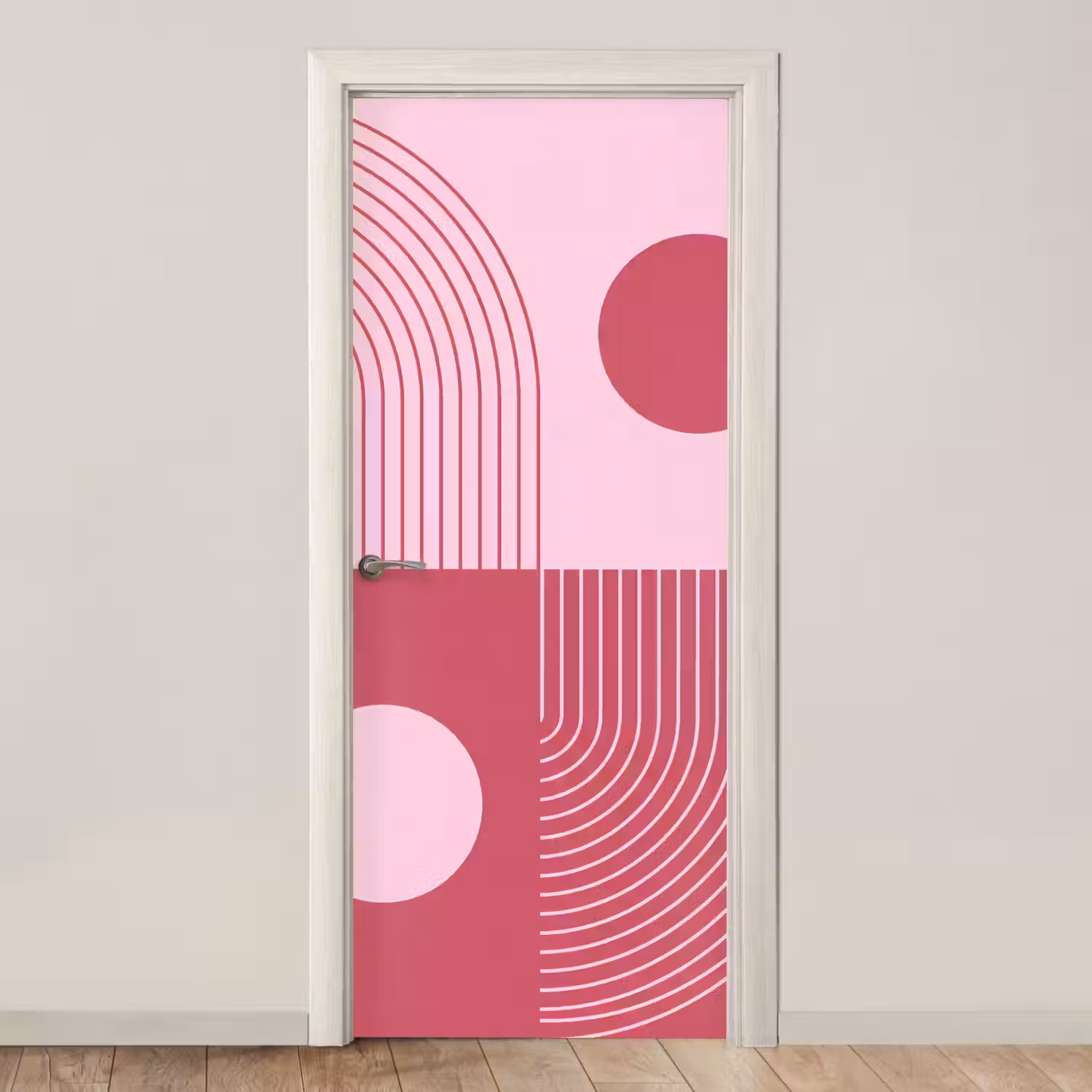 Geometrie - Patroon - Abstract - Roze - Modern deurposter klein -3d_beige