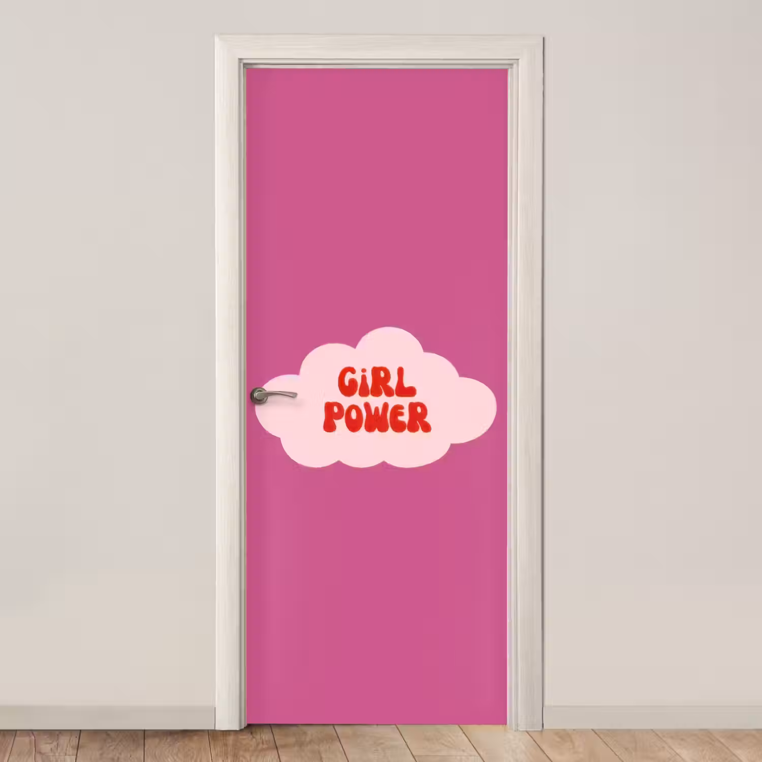 Girl power - Wolk - Roze deurposter klein -3d_beige