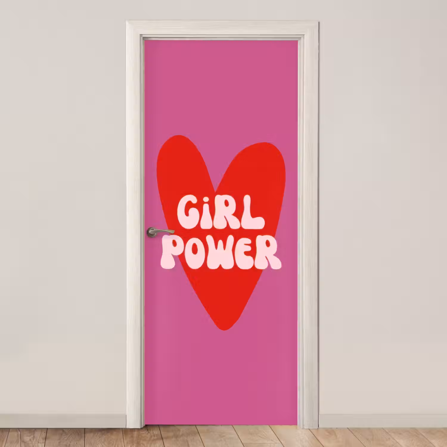 Girl power - Hart - Roze - Rood deurposter klein -3d_beige