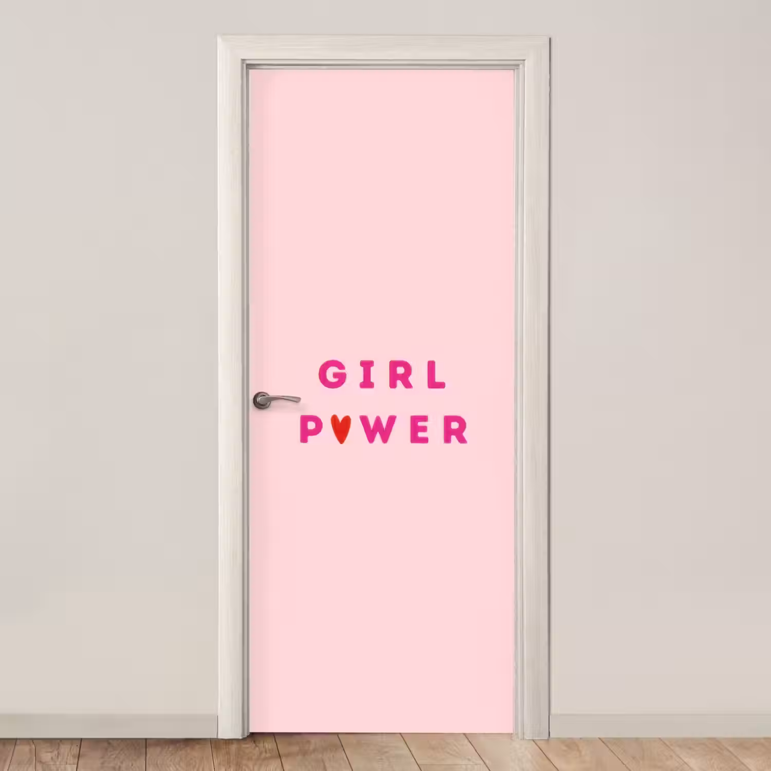Girl power - Roze - Hartje deurposter klein -3d_beige
