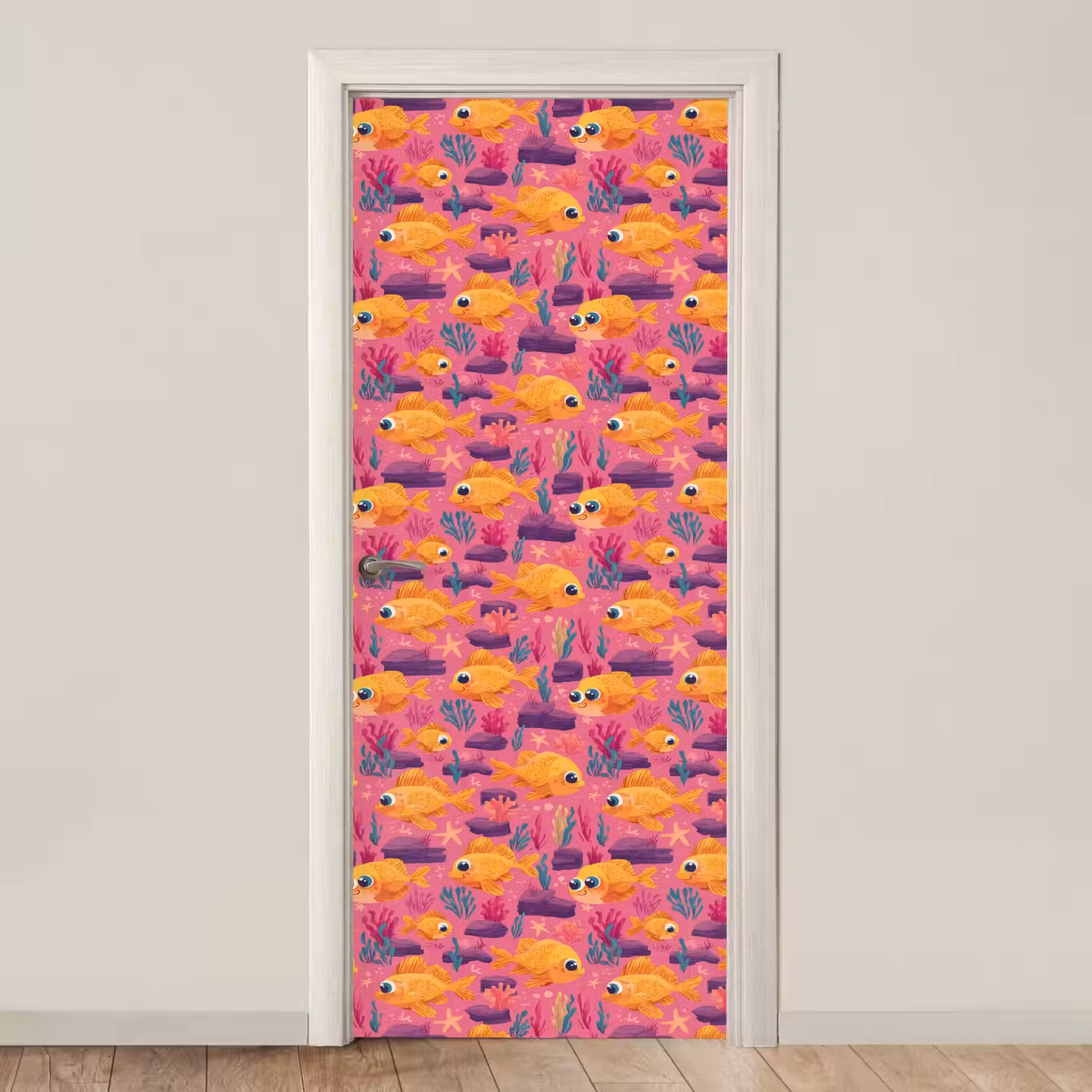 Goudvissen - Koraal - Kleurrijk deurposter klein 289 -3d_beige